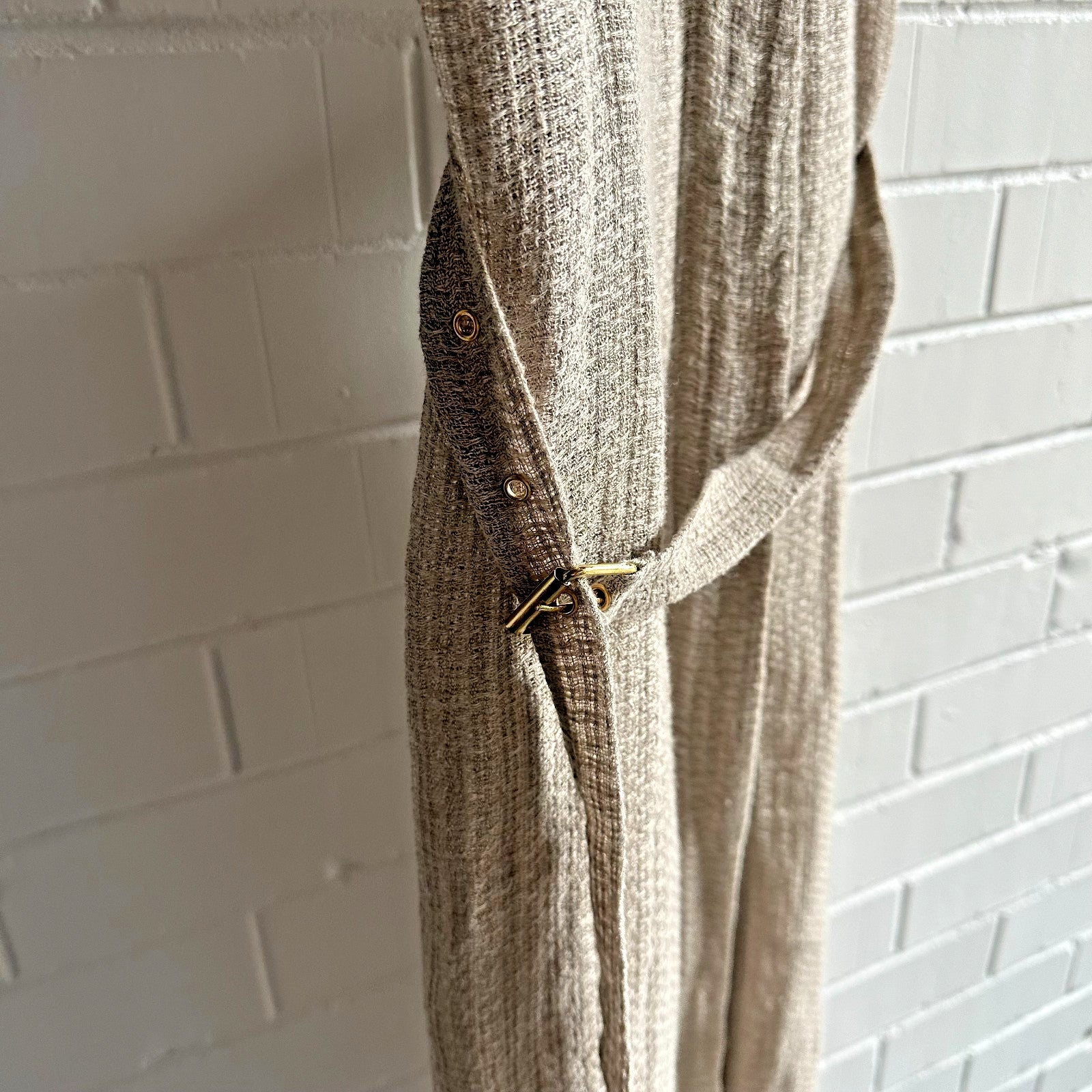 LE KASHA Matruh Open- Back Linen-Gauze midi Dress Size SmallAU8 US4 Organic Flax