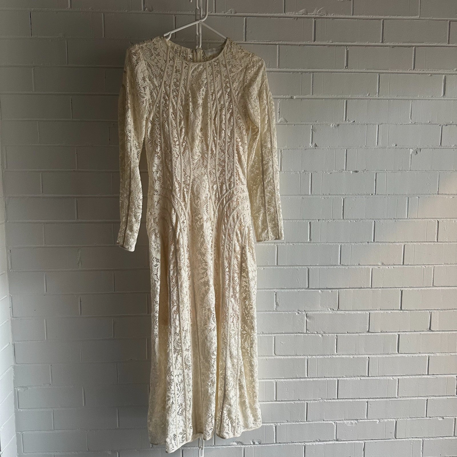 ZIMMERMANN Devi cotton-blend guipure lace midi dress Size 1 AU8 US4 Cream