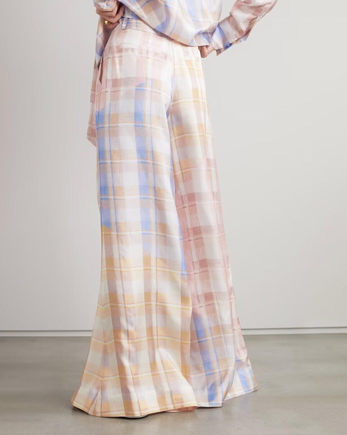 ZIMMERMANN Dancer  Shirt  + Wide leg Pant Size 3 AU14 US10 Colourful Check Silk