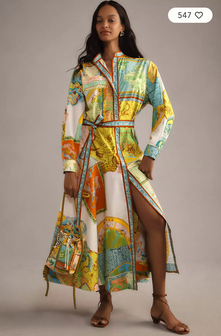 ALEMAIS Atlas Long sleeve Maxi Shirtdress AU10 Organic Cotton