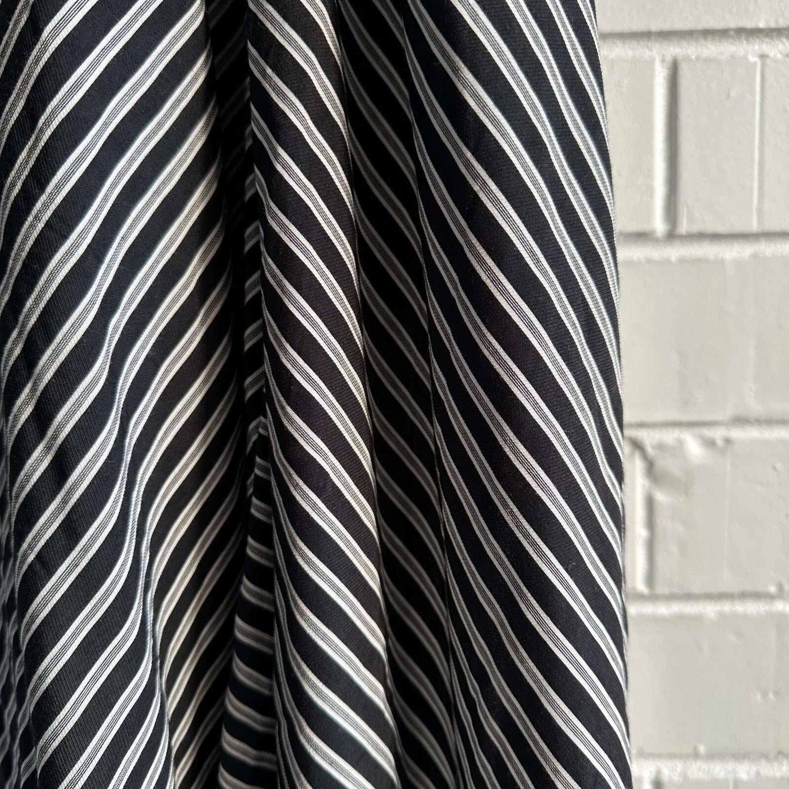MAJE Rava Diagonal Striped Twill Midi Dress AU8 US4 Monochrome Zip
