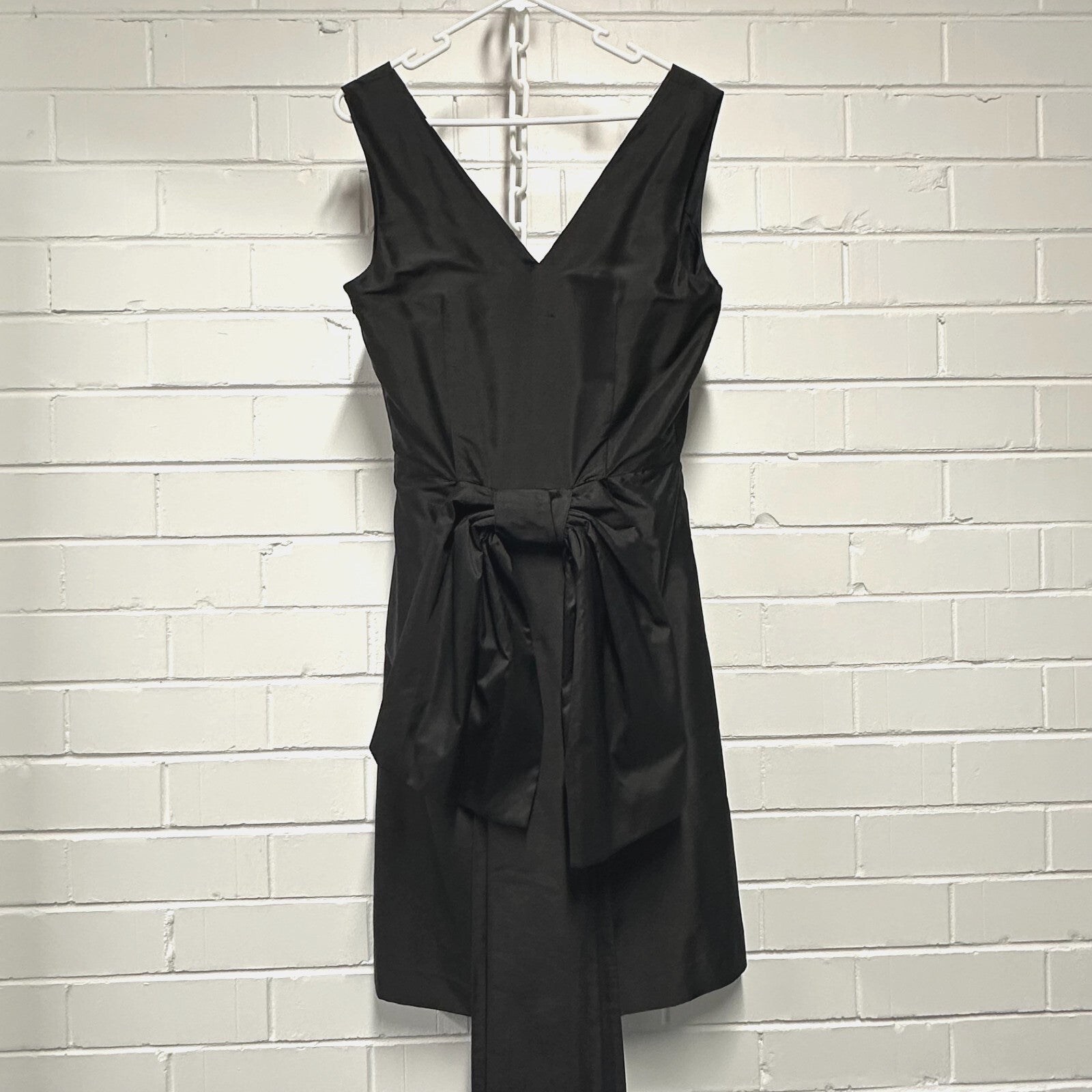 VINTAGE Silk Dress Size M 10AU 6US LBD Size Black Bow Mini Dress showstopper