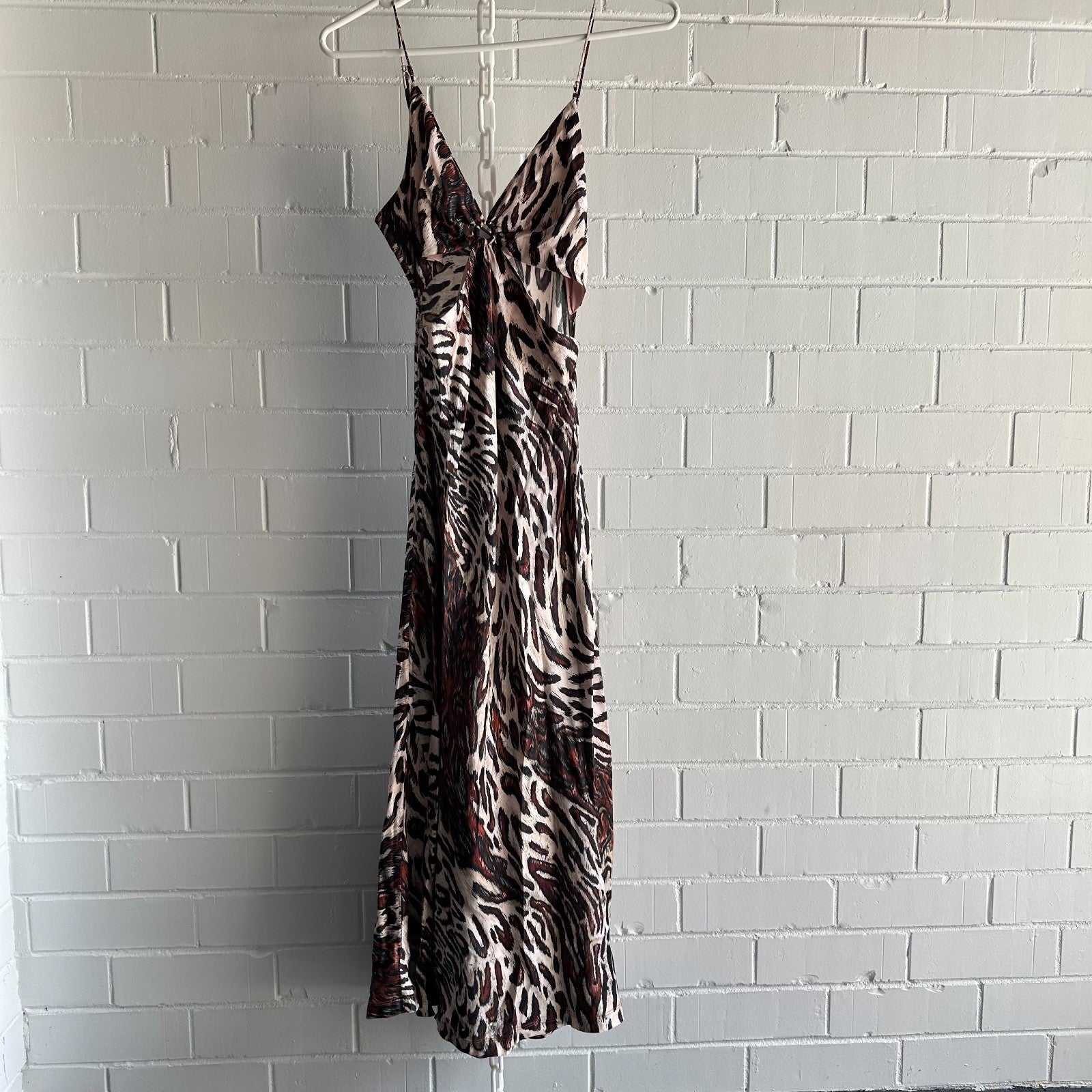 JONATHAN SIMKHAI Leopard Print Cut out slip Midi dress Size M Silk blend BNWT