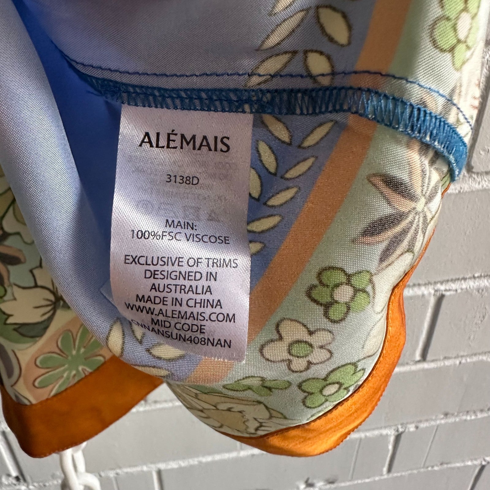 ALEMAIS Cobalt Linda Mini Shirt Dress AU8 US4 Retro scarf print long sleeved