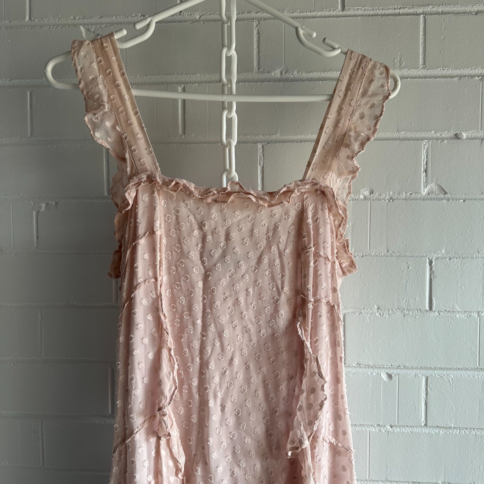 SABA Perfume Midi Dress AU10 Dusty pink Silk blend Frills
