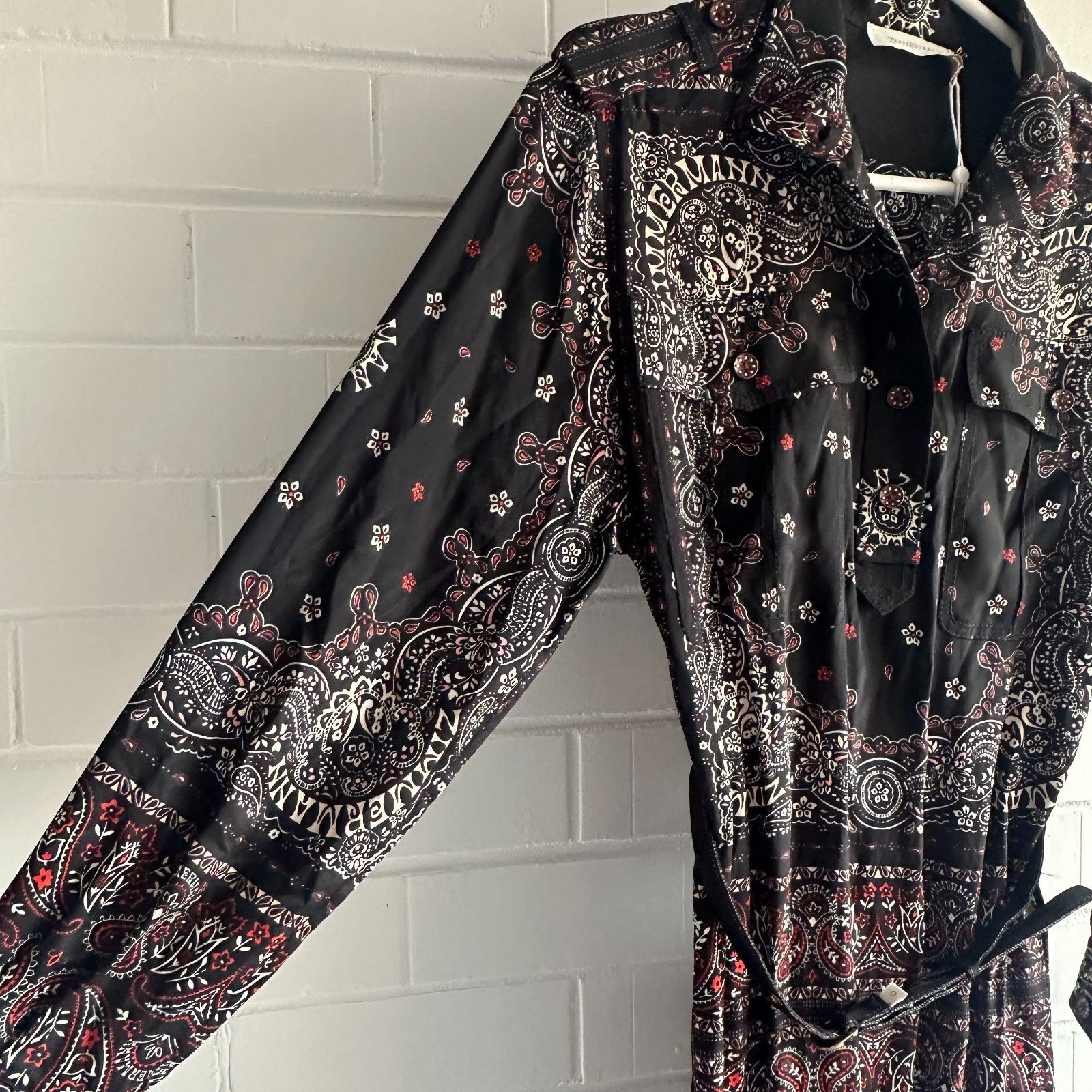 ZIMMERMANN Matchmaker Utility Silk Dress AU 0 (US 0/2) Black Bandana BNWT