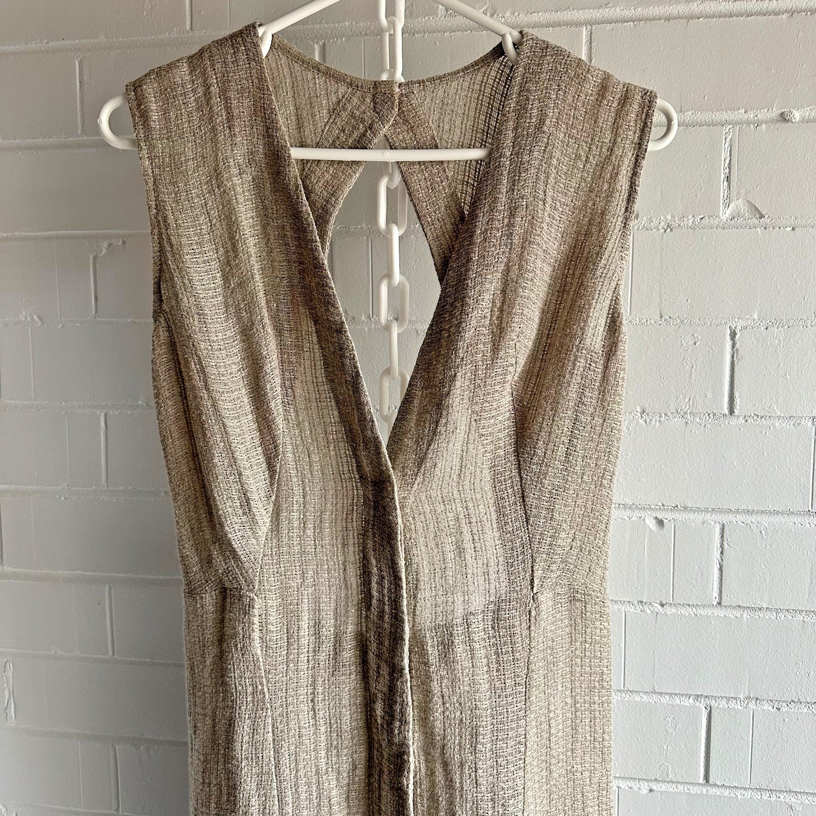 LE KASHA Matruh Open- Back Linen-Gauze midi Dress Size SmallAU8 US4 Organic Flax