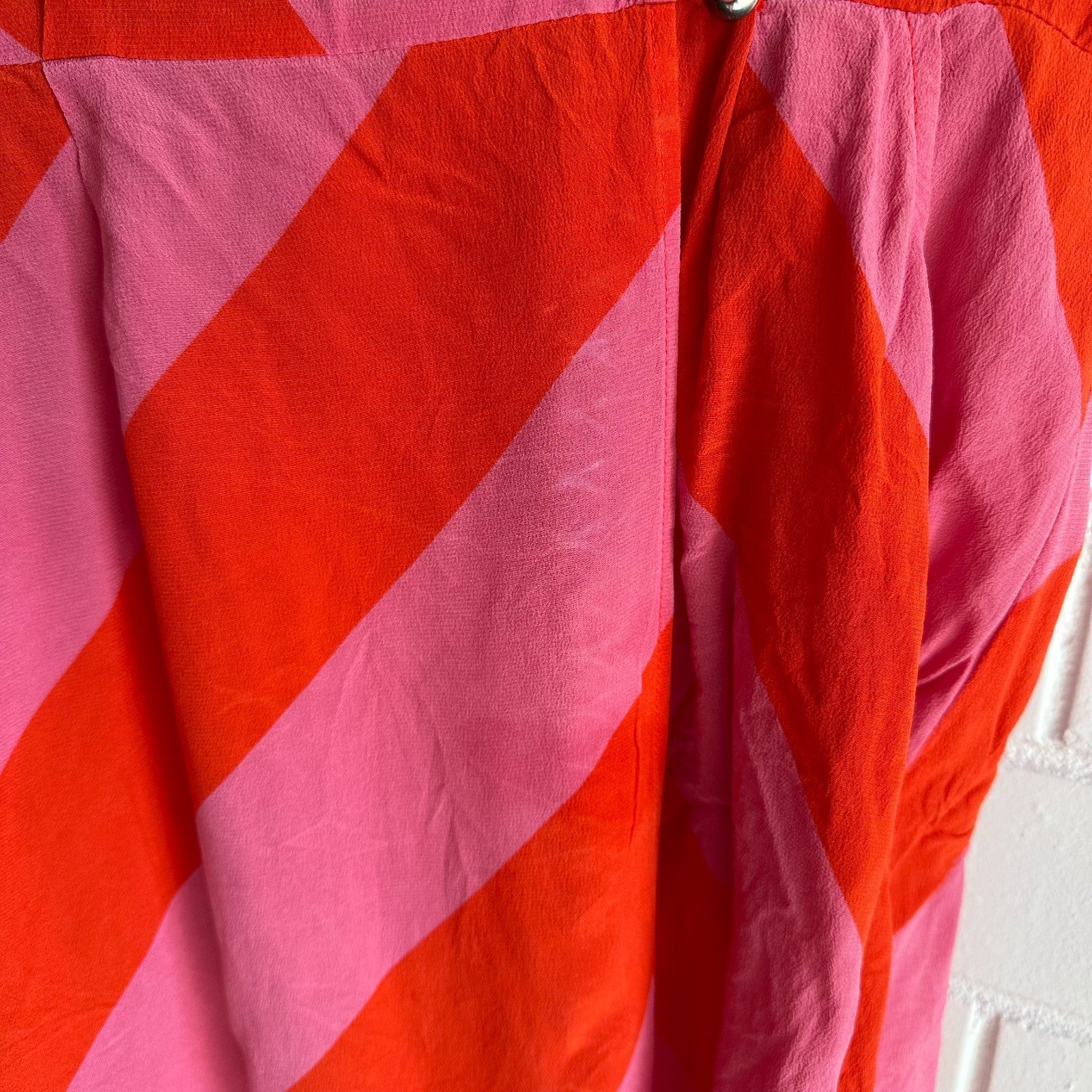 KATE SYLVESTER Keiko Silk Wrap midi dress XS AU6 Chevron Pink/Orange