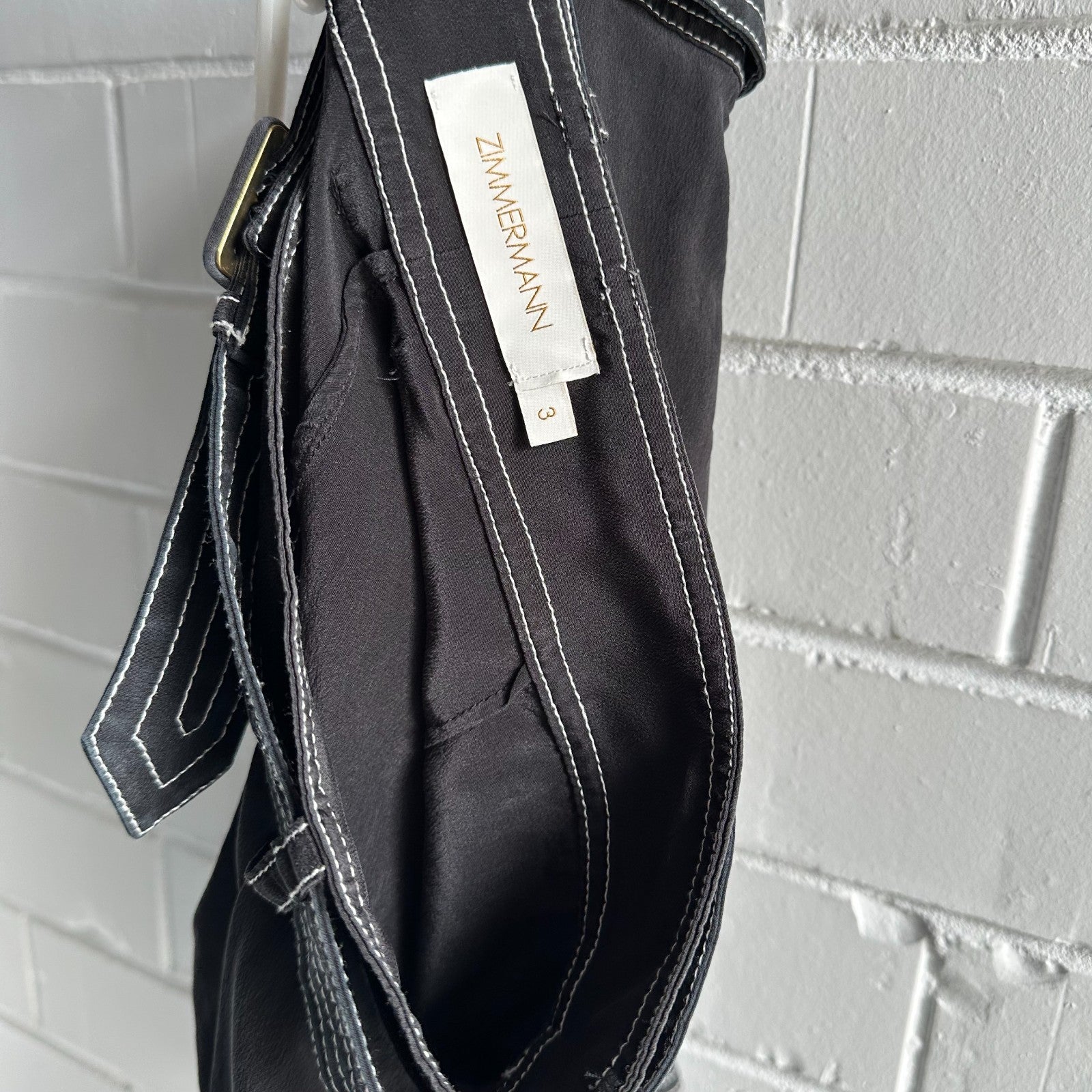 ZIMMERMANN Utility Silk Set Size 3 AU12-14  Black with White stitching detail