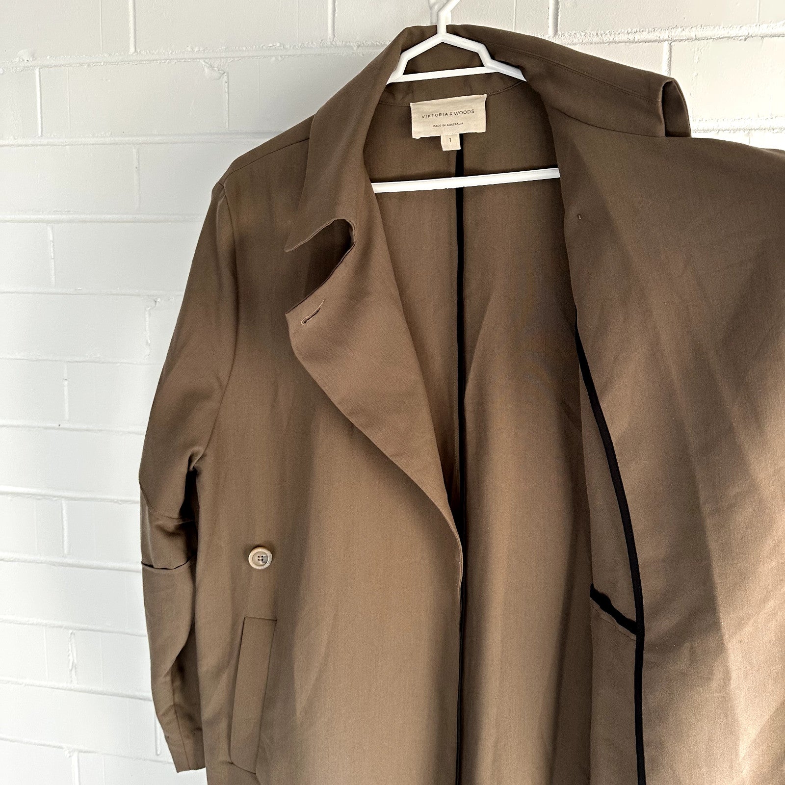 VIKTORIA & WOODS College tie-waist woven trench coat Size 1AU8 US4 Nutmeg