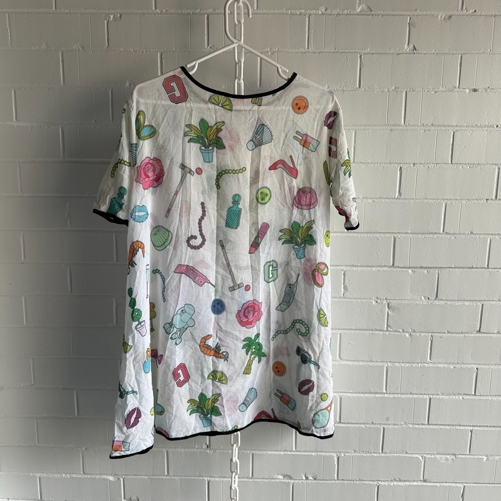 GORMAN Garden Party T Shirt Dress Size S Playful Vacation Short Sleeve