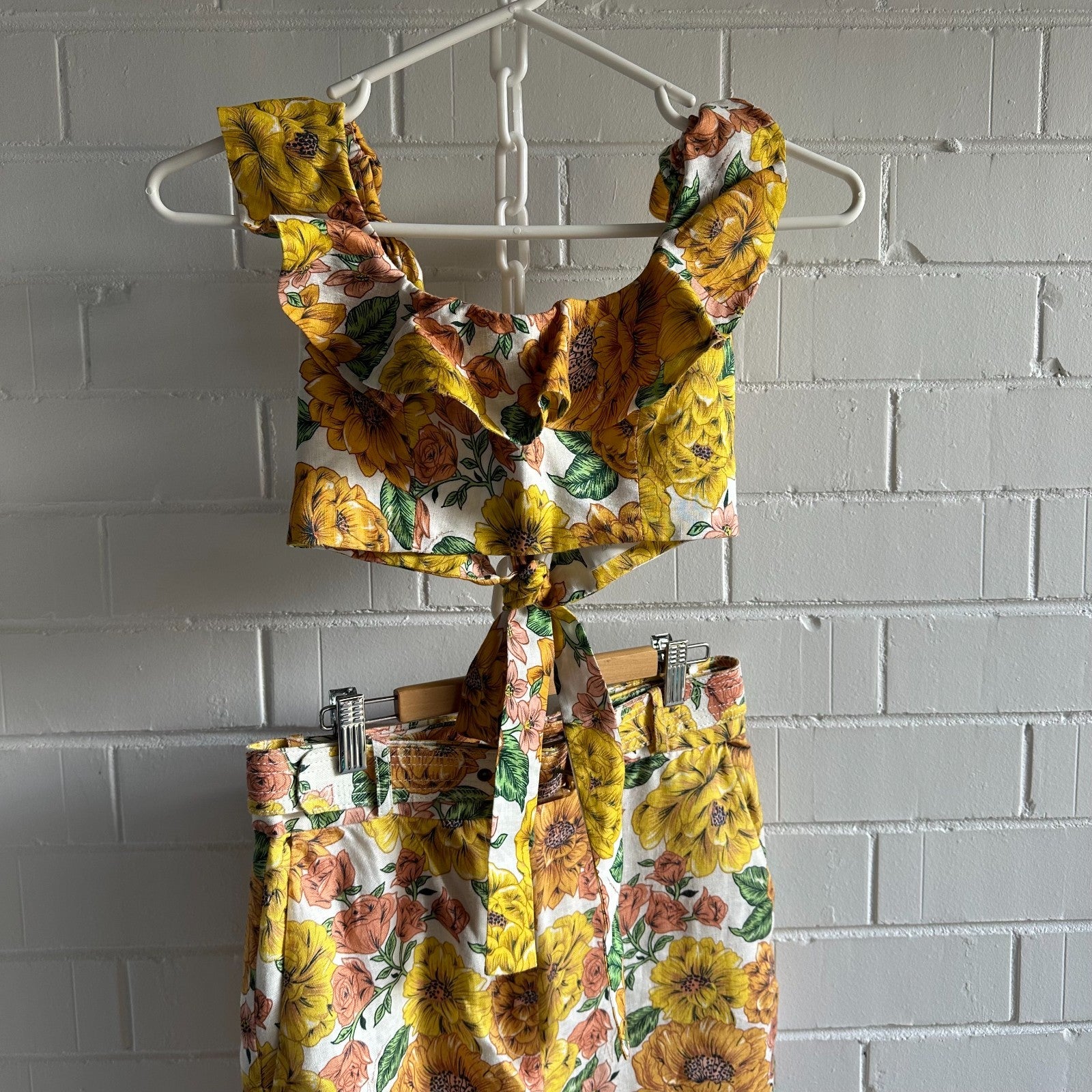 ZIMMERMANN Poppy Frill Sunshine Floral Set Size1 AU8-10  Top + Pant