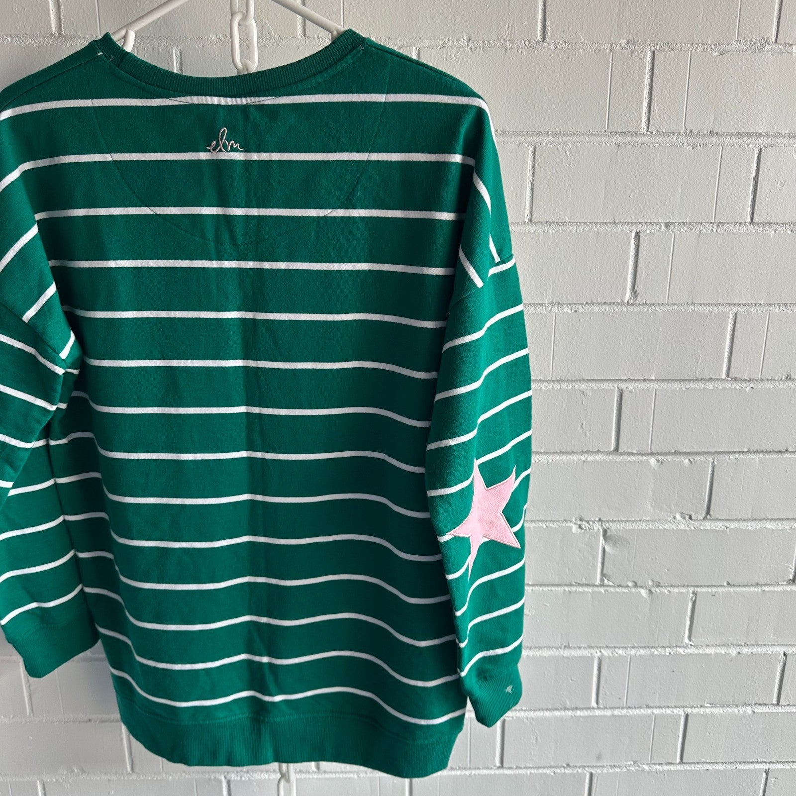 ELM Star Sweatshirt with Elbow patch AU10 Green and Pink
