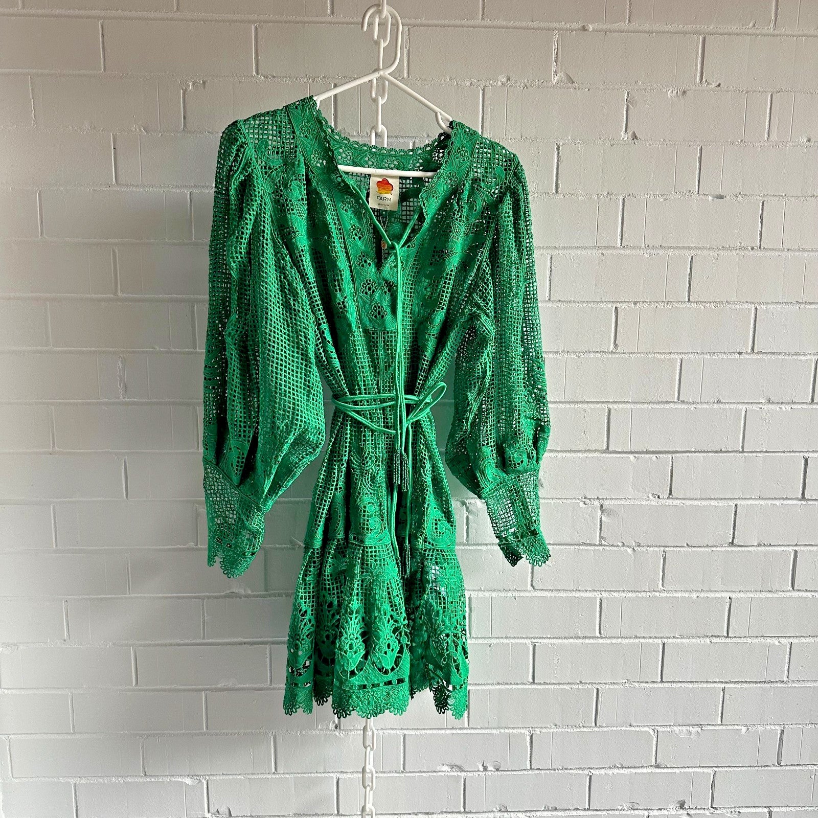 FARM RIO Tropical flight Mini Dress Size M AU10 US6 Bright Green BNWT