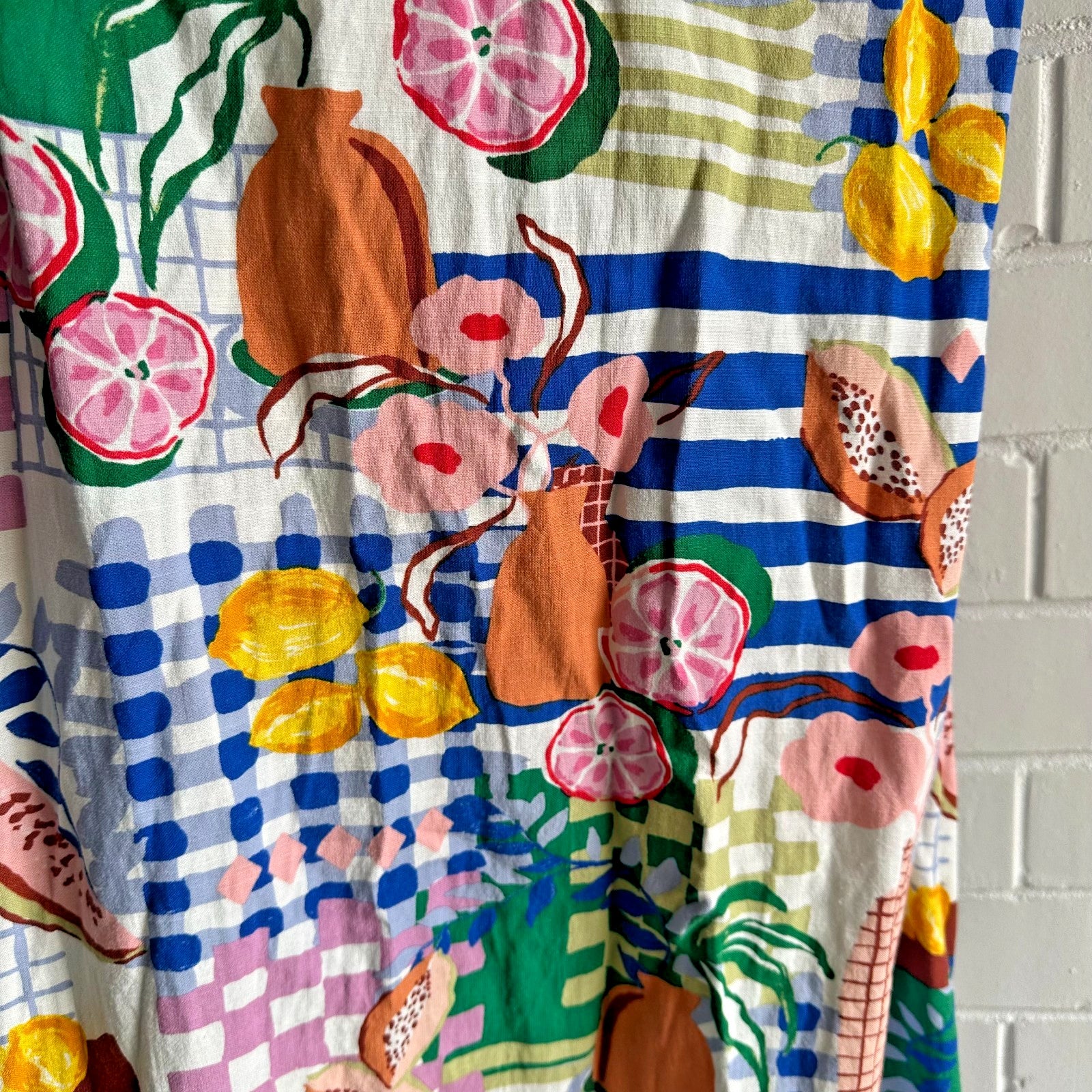 MINKPINK Al Fresco Midi Dress Size XL AU14 Resort Print Cotton Blend