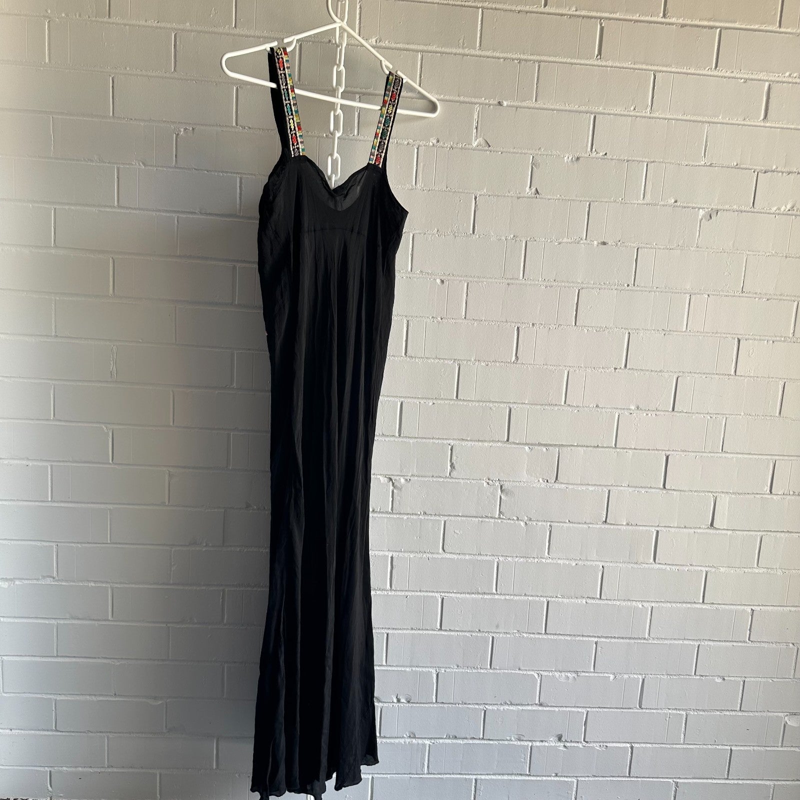 Johnny Was Black Embroidered Boho Midi Dress - Size S - Floral Peacock