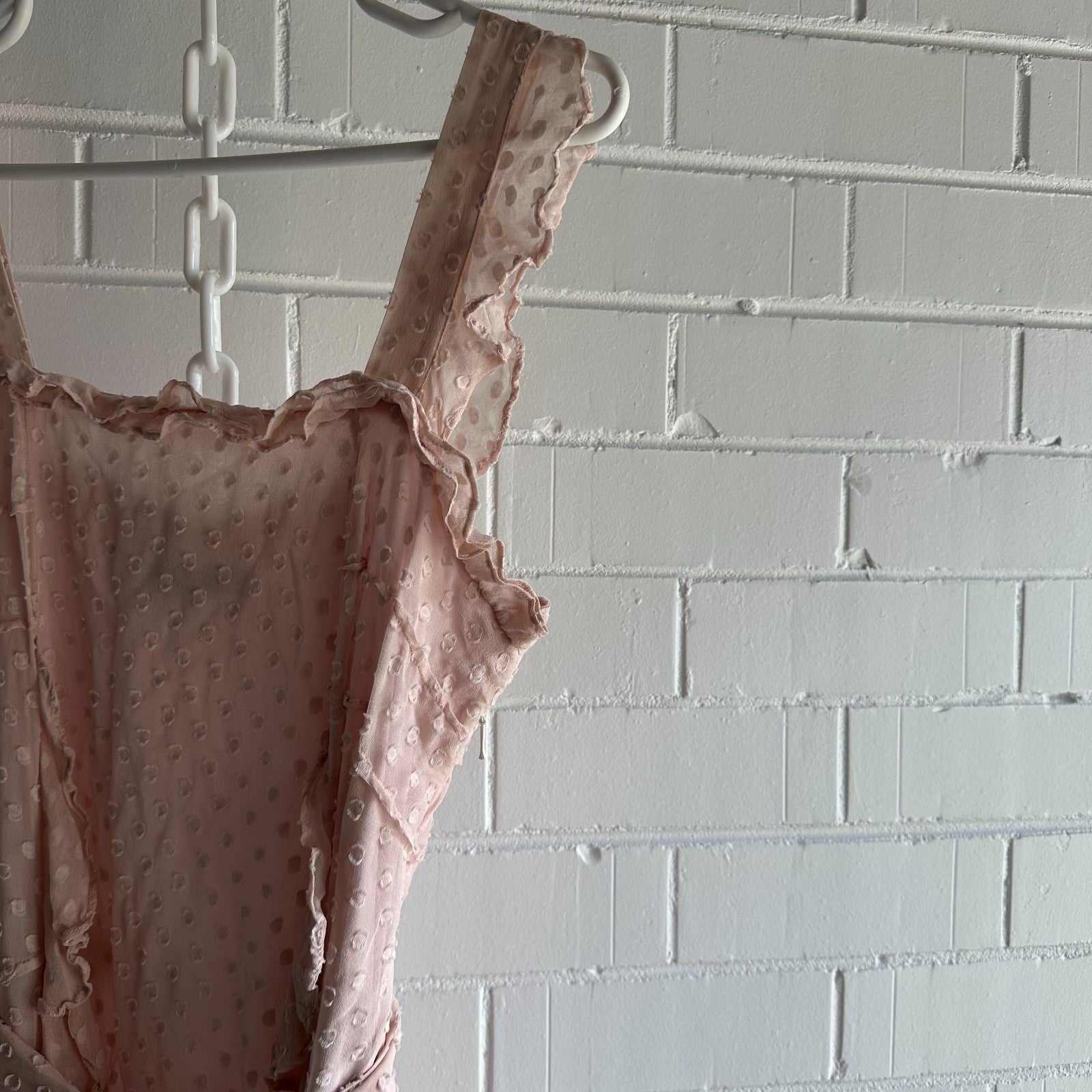 SABA Perfume Midi Dress AU10 Dusty pink Silk blend Frills