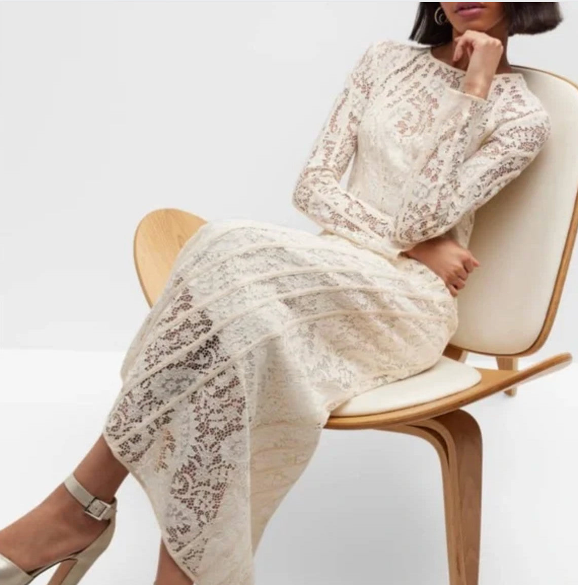 ZIMMERMANN Devi cotton-blend guipure lace midi dress Size 1 AU8 US4 Cream