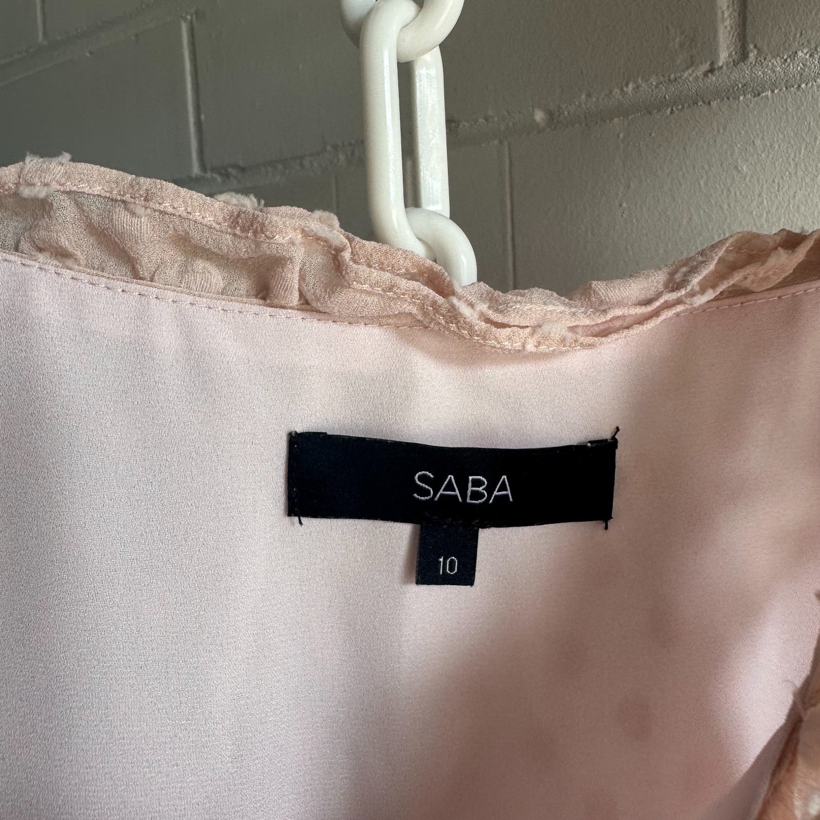 SABA Perfume Midi Dress AU10 Dusty pink Silk blend Frills