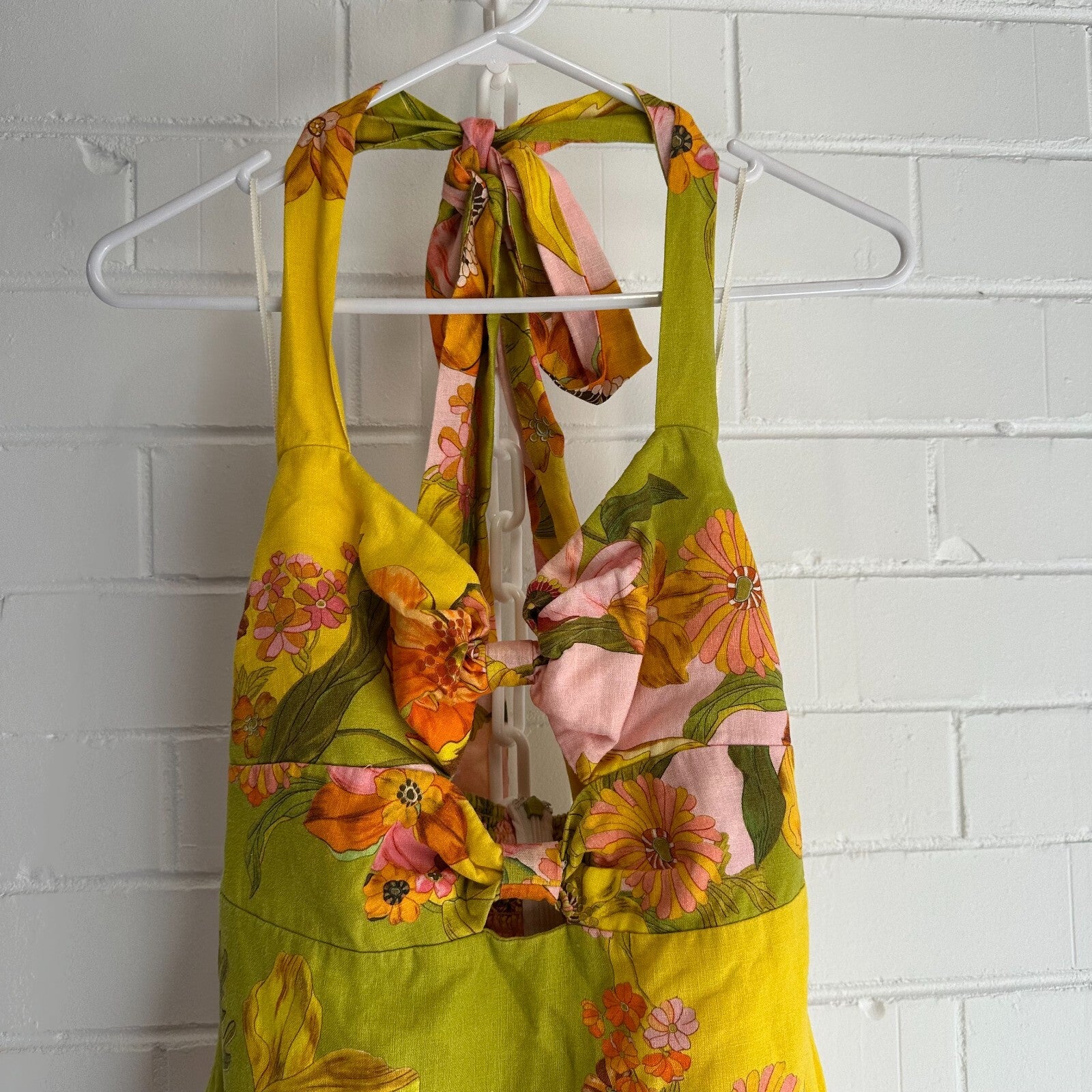 ALEMAIS Silas Halter Mini Dress Size AU12 US8 White Lotus Retro