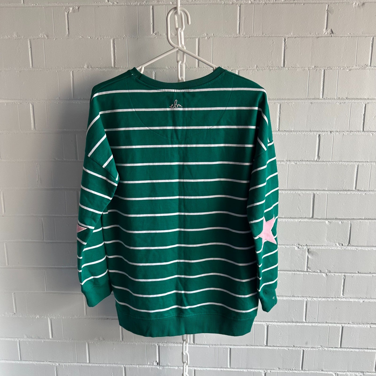 ELM Star Sweatshirt with Elbow patch AU10 Green and Pink