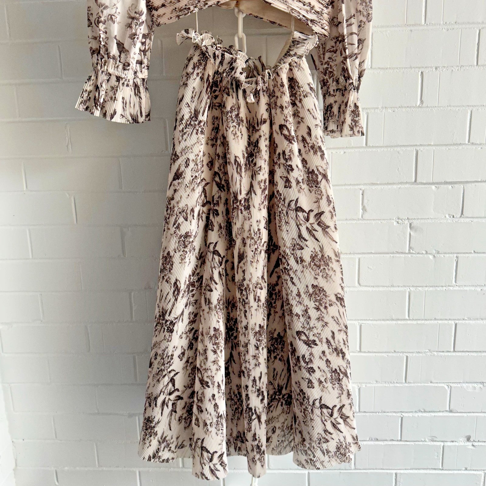 ZIMMERMANN Bird Toile Pleated Set Size 3 AU12 US 10 Crop Top + Midi Skirt BNWT