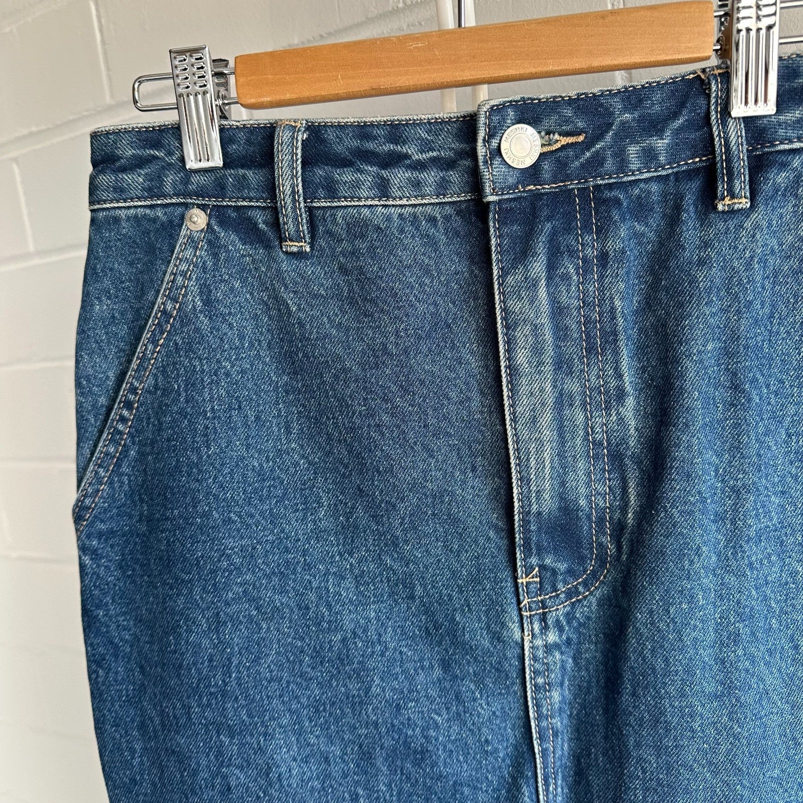 MESHKI Denim Maxi Skirt 100% Cotton XS AU6