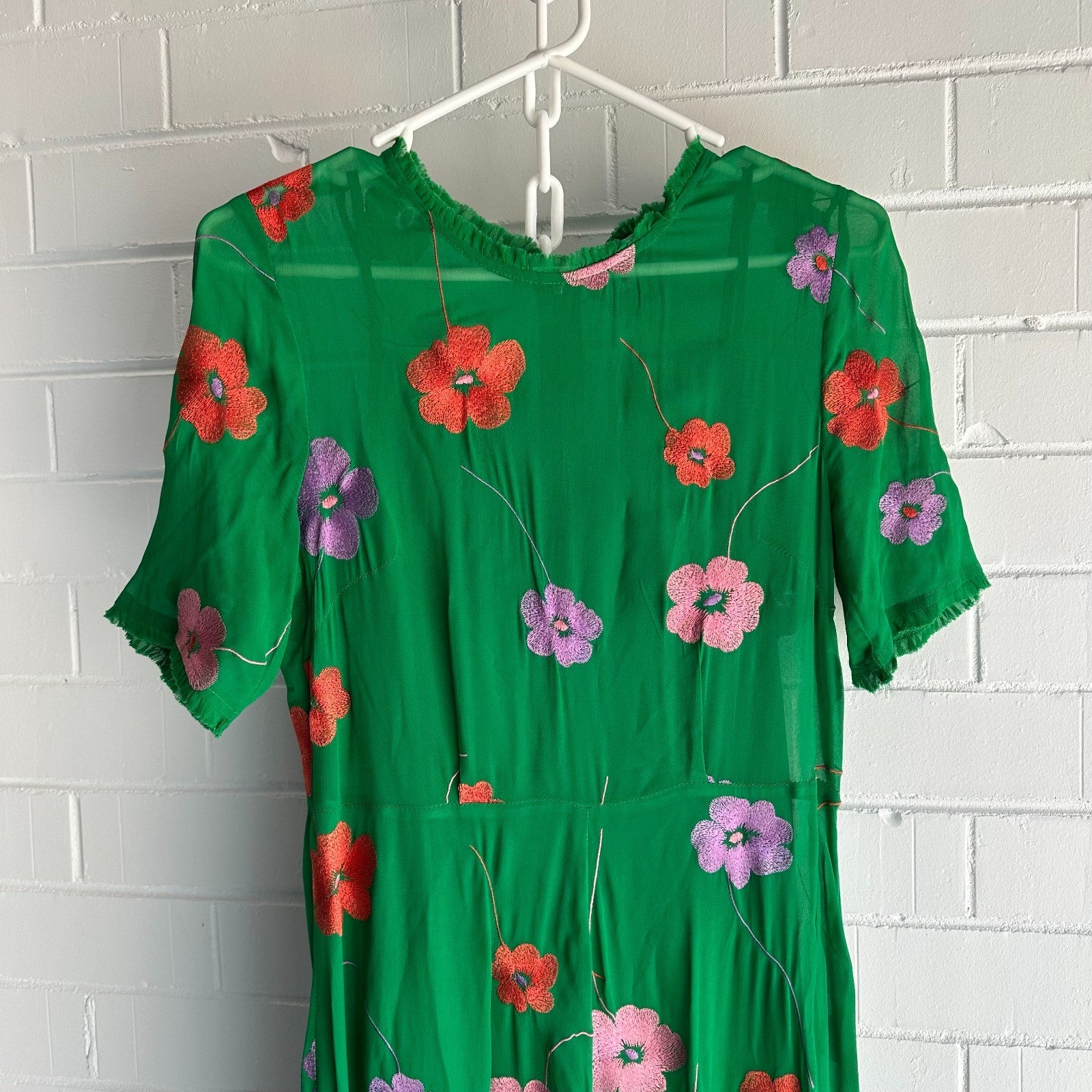 KATE SYLVESTER Sibila Short Sleeve Midi Dress Size S, AU8 US4 Falling poppies