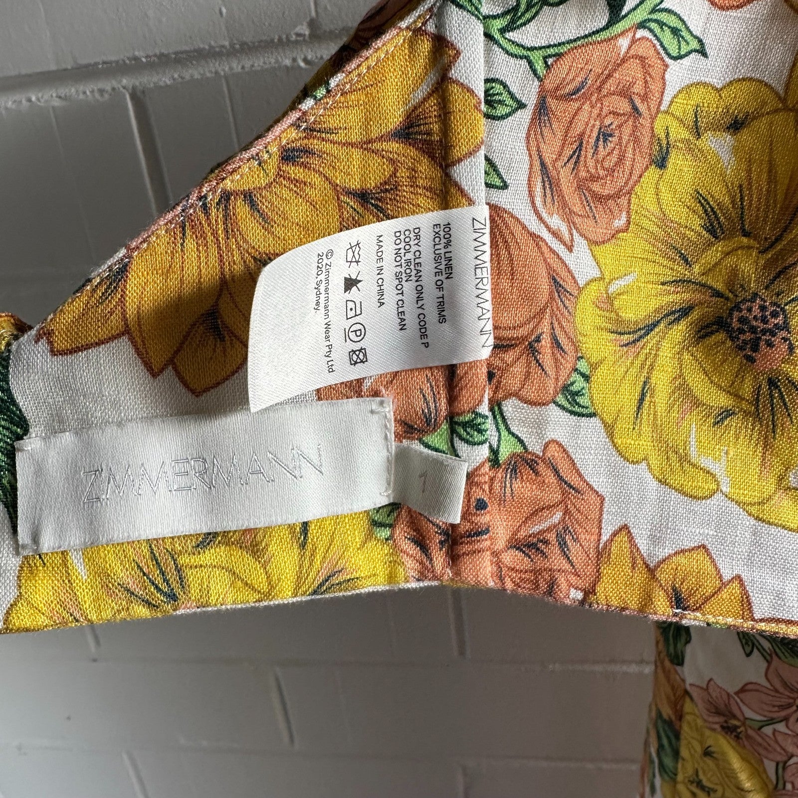 ZIMMERMANN Poppy Frill Sunshine Floral Set Size1 AU8-10  Top + Pant