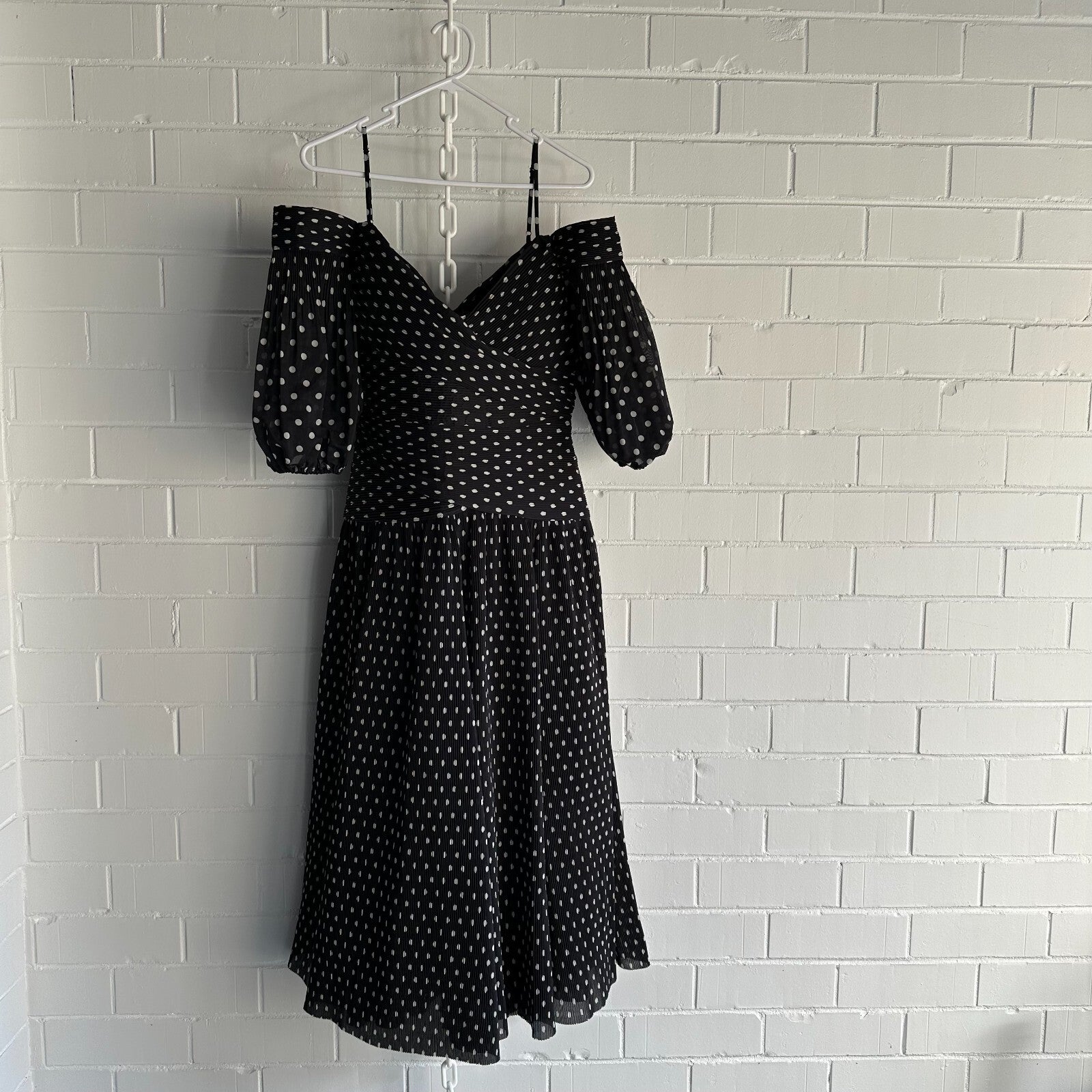 ZIMMERMANN Polka-dot plisse Chiffon Midi Dress Size 3 AU14 US10 Chic