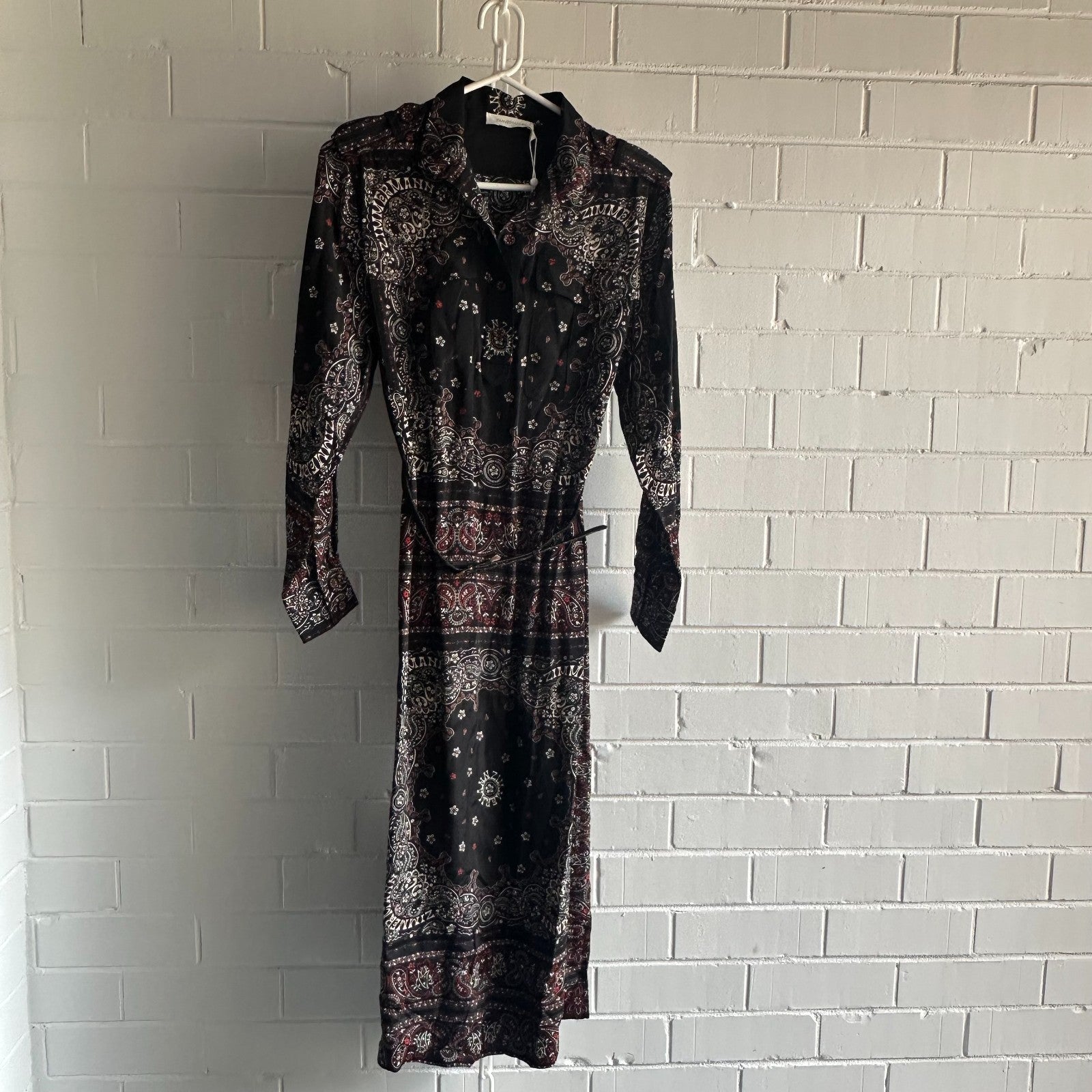 ZIMMERMANN Matchmaker Utility Silk Dress AU 0 (US 0/2) Black Bandana BNWT