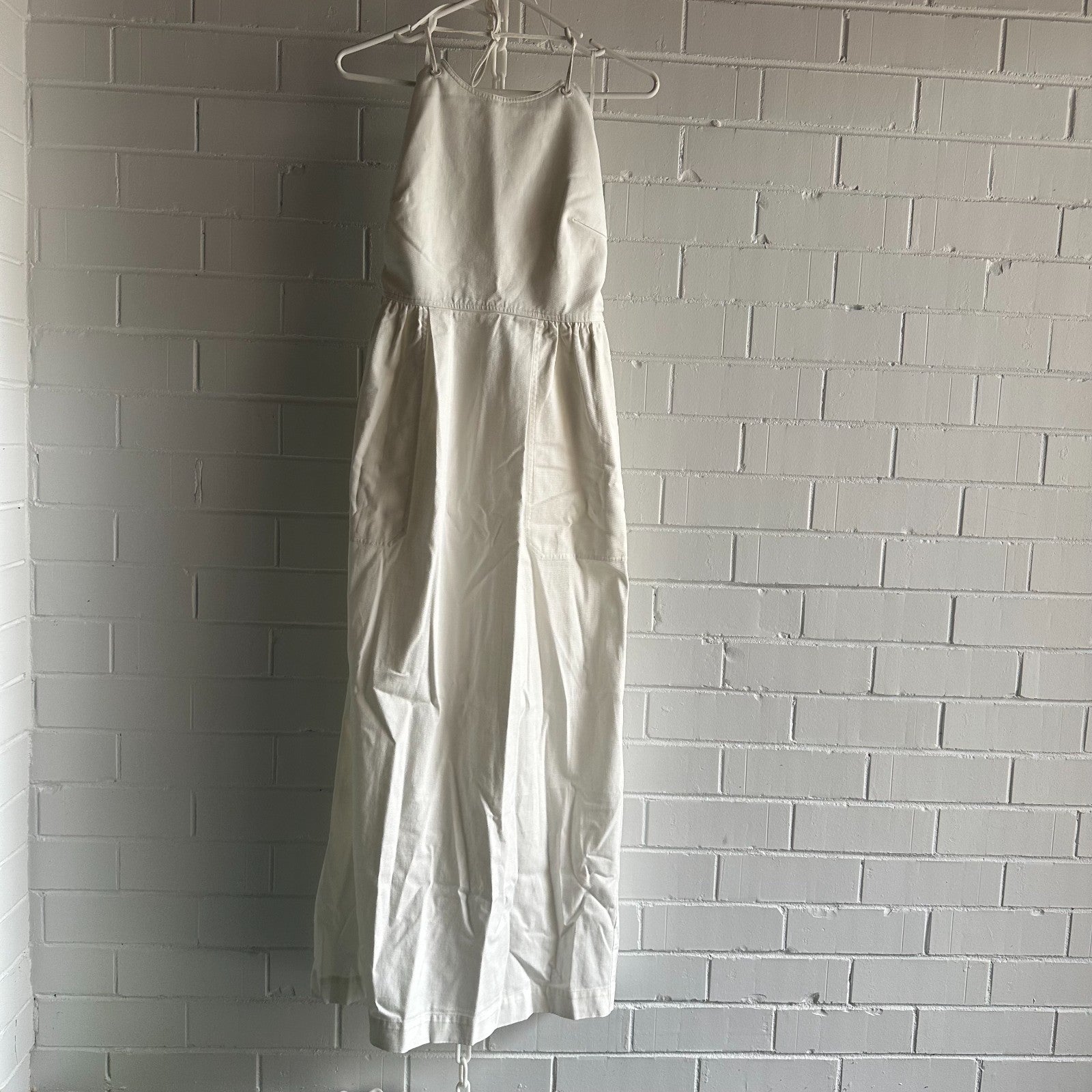 OROTON Eyelet Cotton Twill Halter dress AU10 US6 Maxi lace up eyelets White BNWT