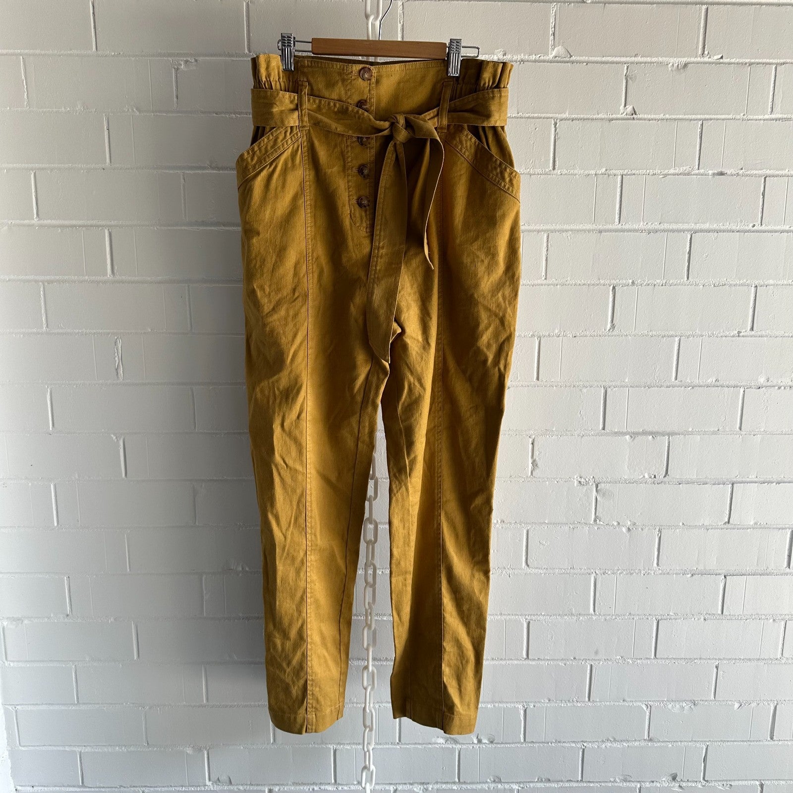 SEZANE Arthur Trouser EU40 AU12 US8 Saffron Paperbag waist BNWT