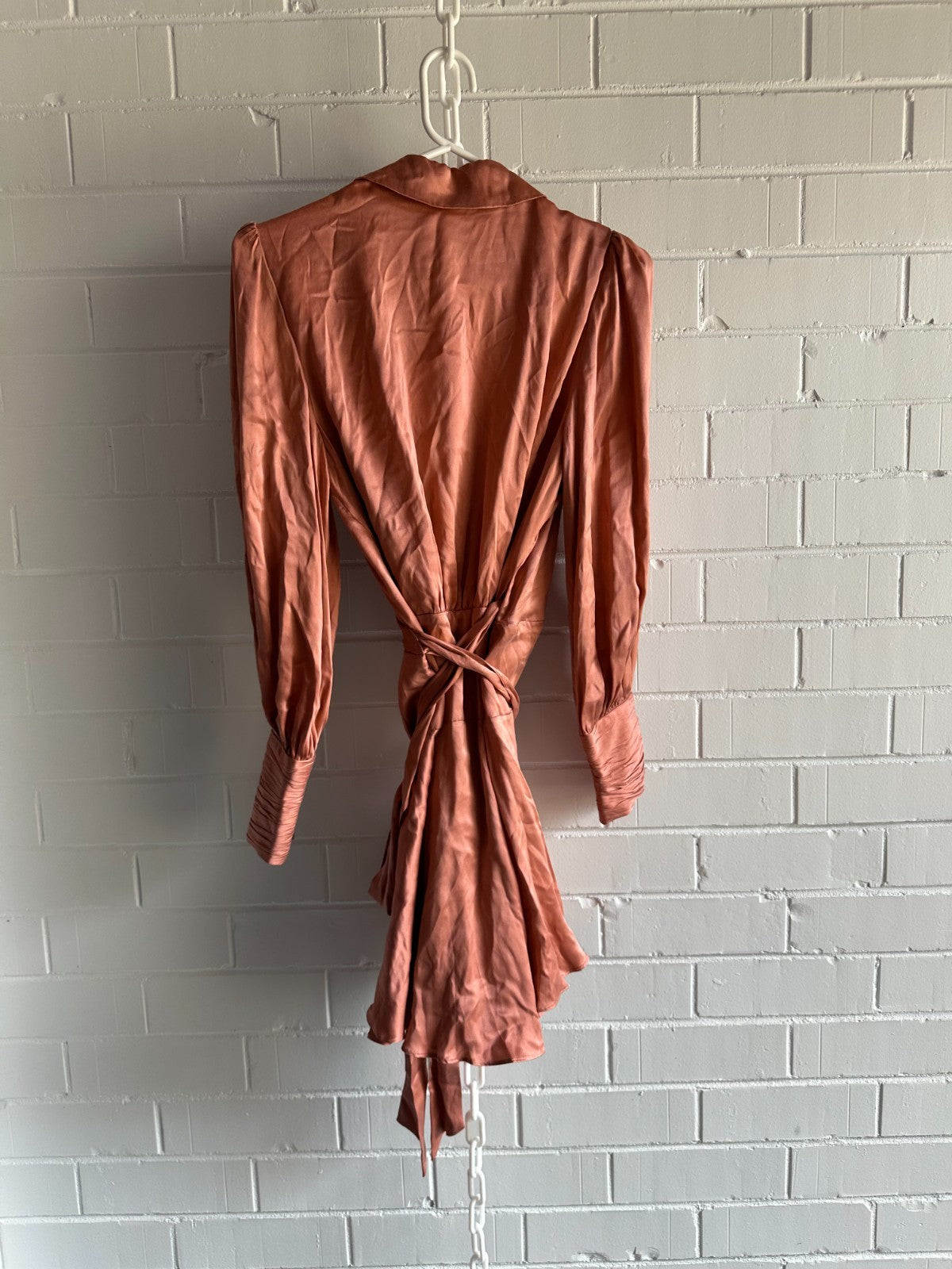 ZIMMERMANN Silk Wrap Mini Dress | Dusty Pink | Size 3 (AU 14) | BNWT