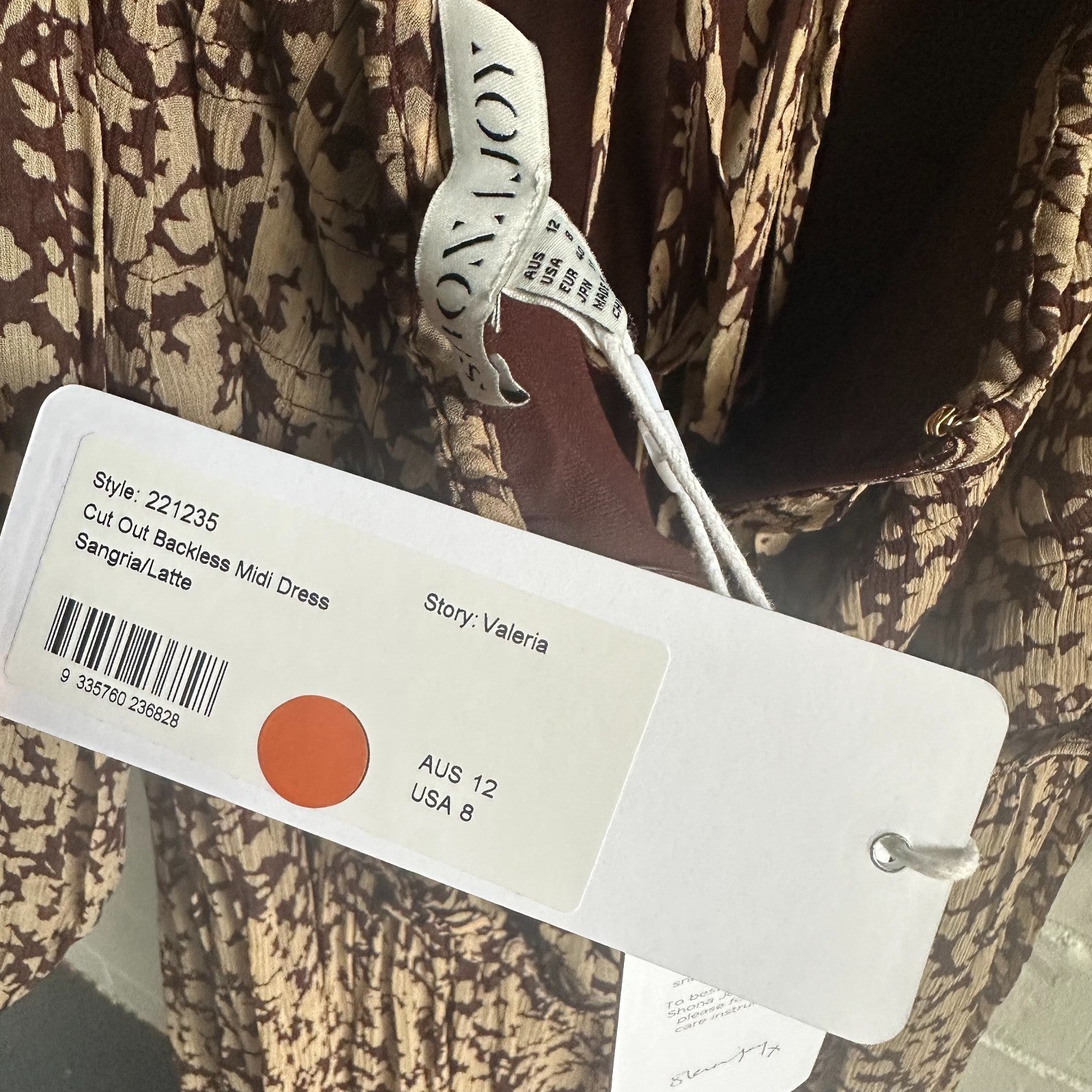 SHONA JOY Valeria cut out Maxi dress AU12 US8 Chocolate Ditzy Boho BNWT