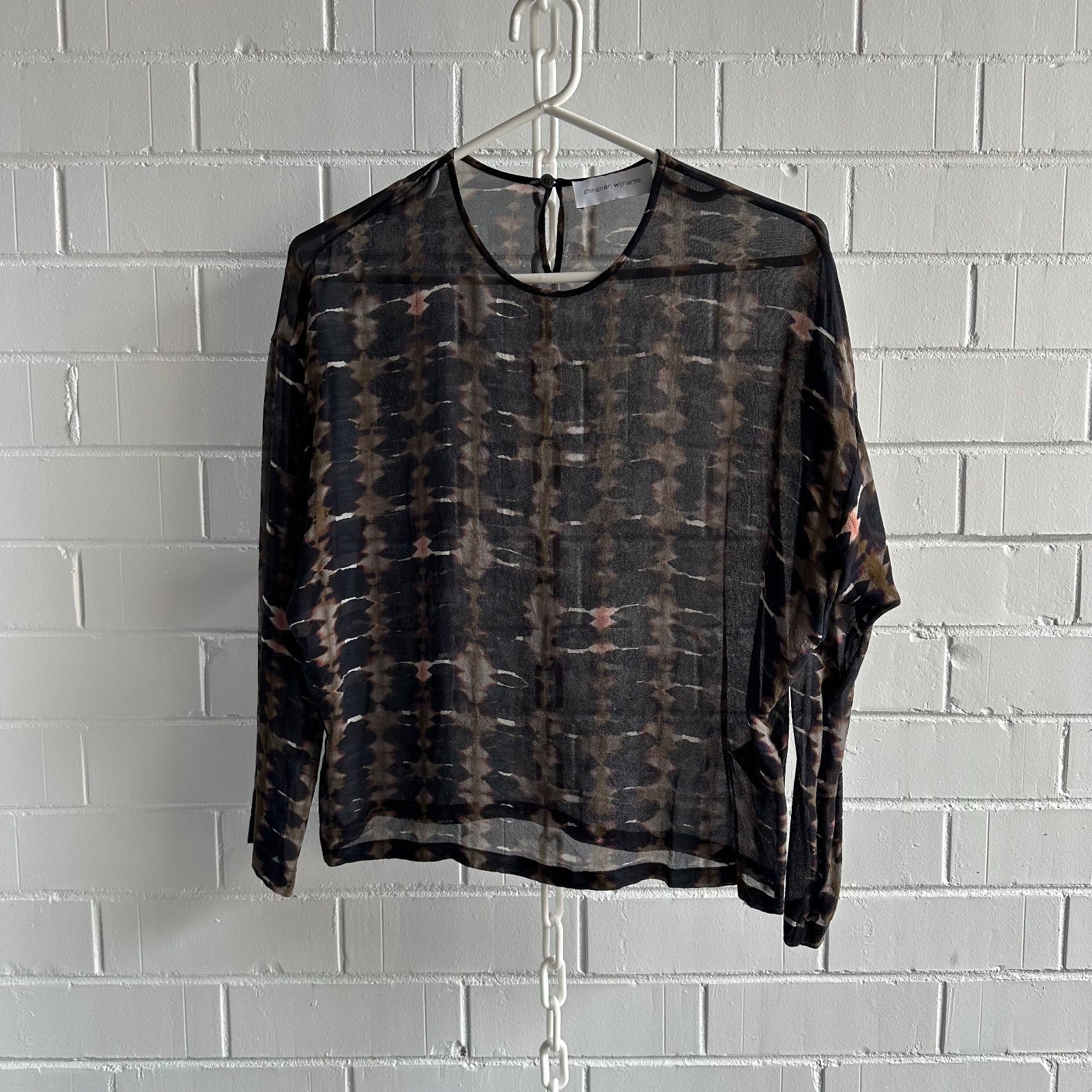 CHRISTIAN WIJNANTS 100% Silk Tie Dye Sheer Georgette Blouse EU36 AU8