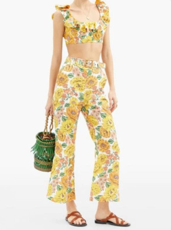 ZIMMERMANN Poppy Frill Sunshine Floral Set Size1 AU8-10  Top + Pant
