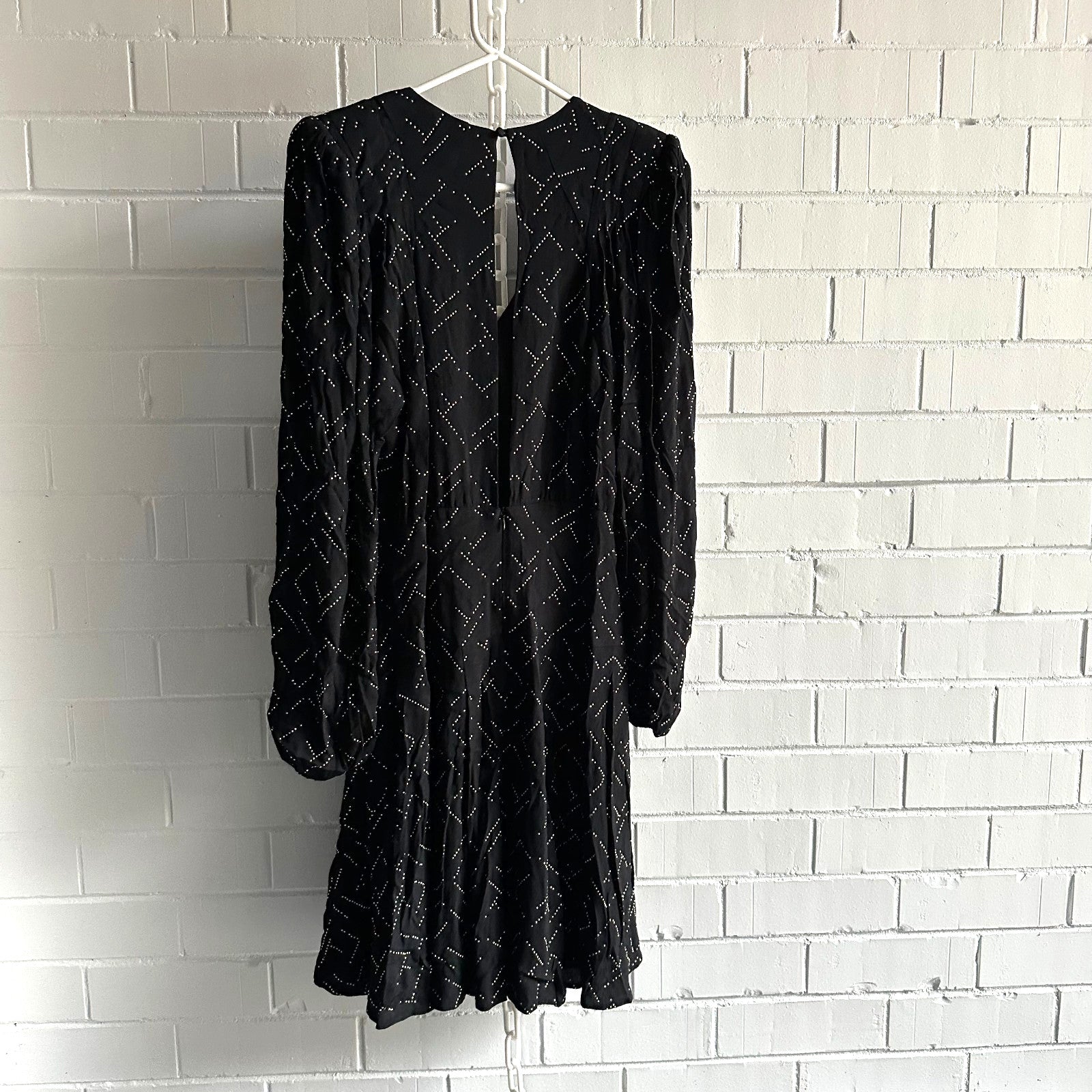 SASS & BIDE Space Oddity Long Sleeved Mini Dress AU12 Gold heatfix pattern