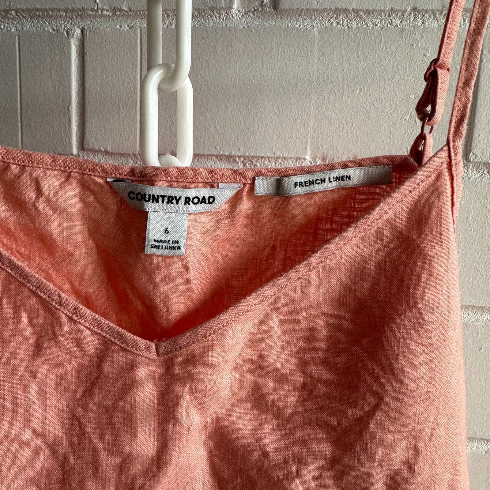 COUNTRY ROAD French Linen Camisole Top AU6 Strappy Peach Pink Summer