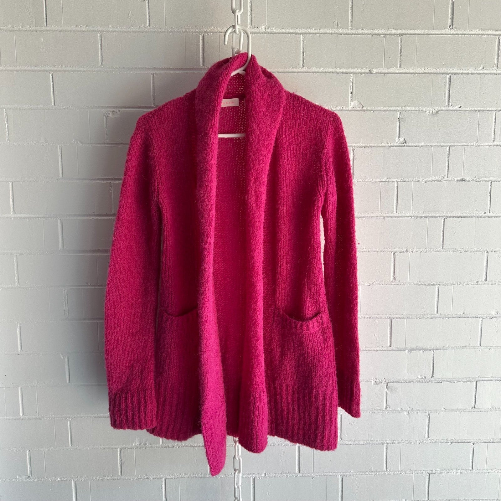 SASS & BIDE The Revolution Longline Cardigan Size XS AU6-8 Hotpink Alpaca