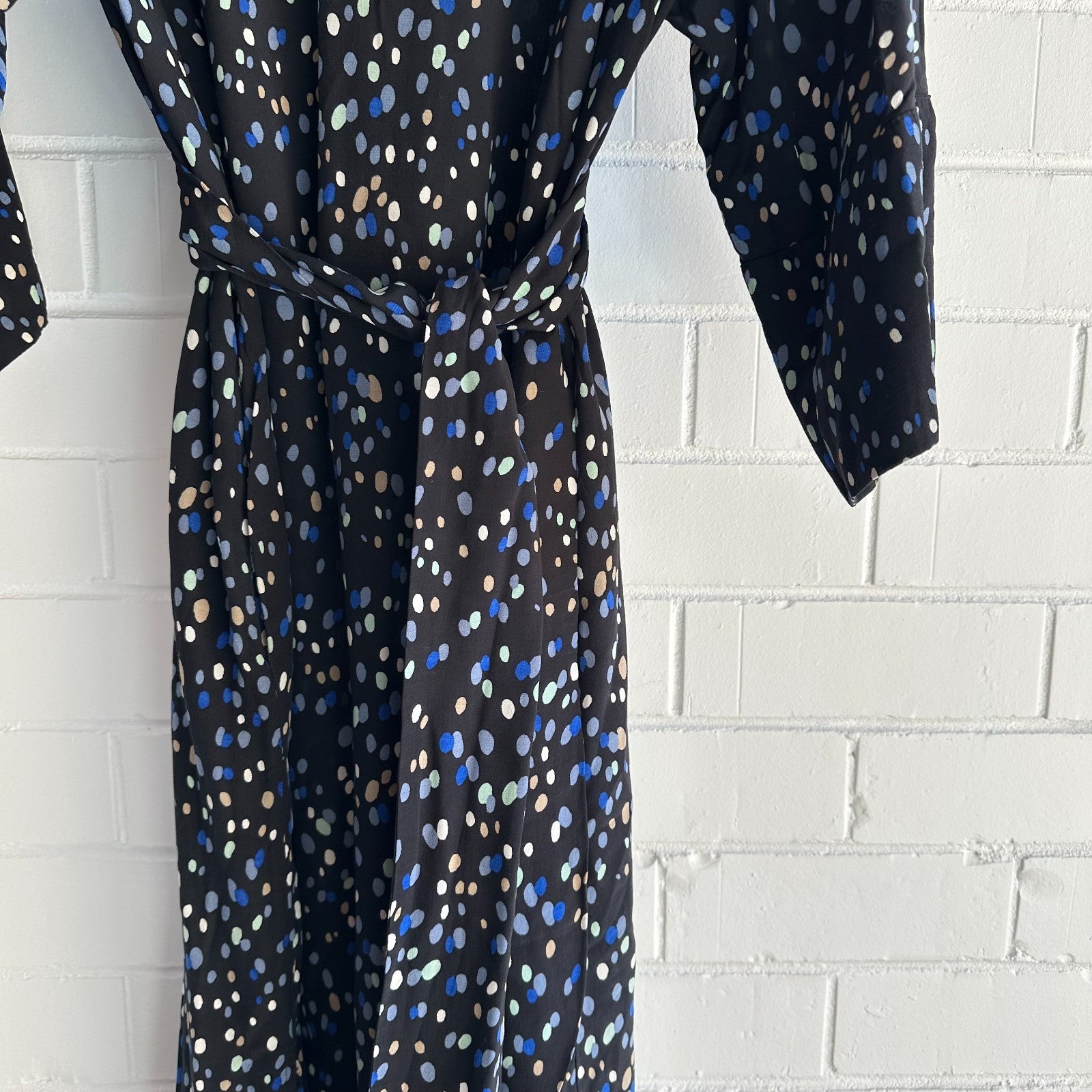 & OTHER STORIES Midi Tunic Dress with tie Size 42 AU14 US10 Black Polka Dot