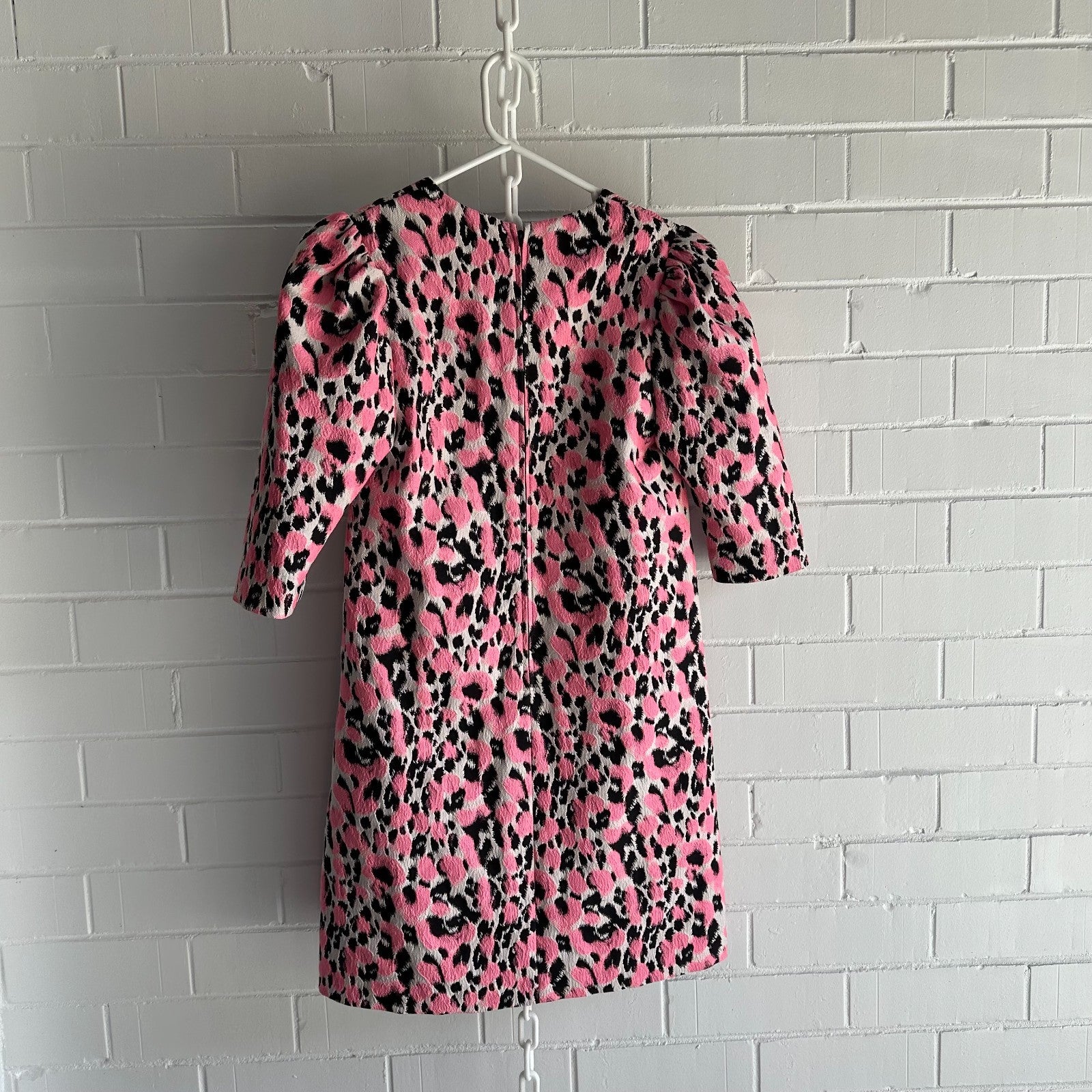 SCANLAN THEODORE Leopard Brocade Mini Shift Dress Size AU8 US4 Short sleeve Part