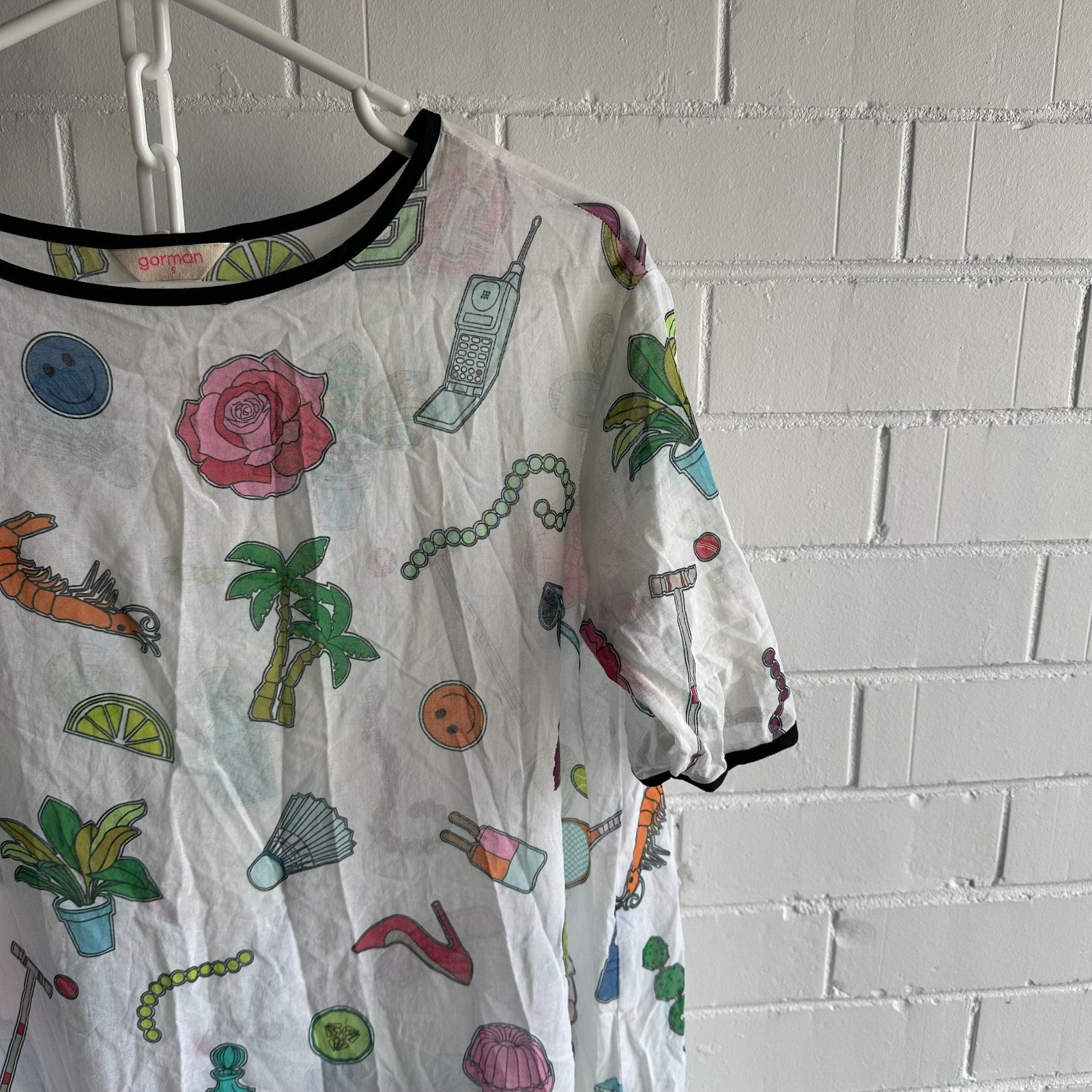 GORMAN Garden Party T Shirt Dress Size S Playful Vacation Short Sleeve