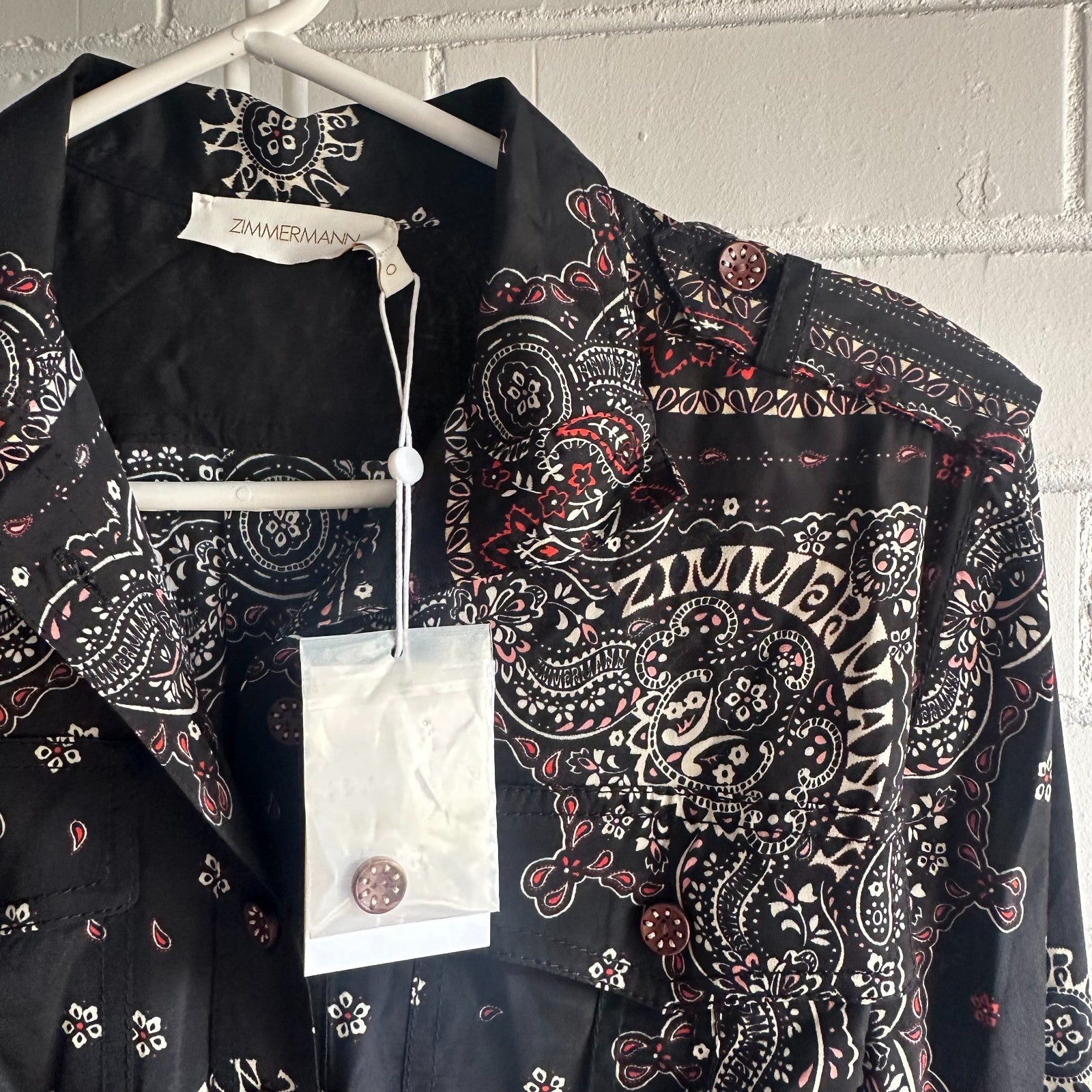 ZIMMERMANN Matchmaker Utility Silk Dress AU 0 (US 0/2) Black Bandana BNWT