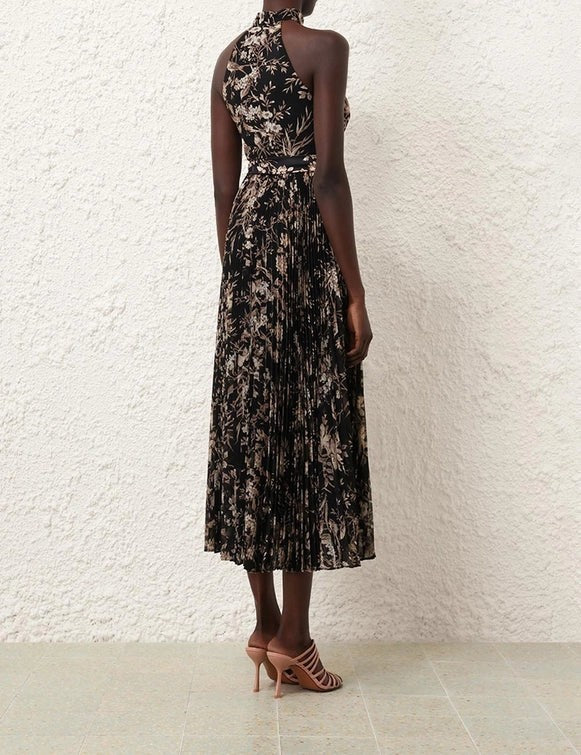 ZIMMERMANN Sunray Pleated Picnic Midi Dress Black Size 2 AU12 US6 Mockingbird