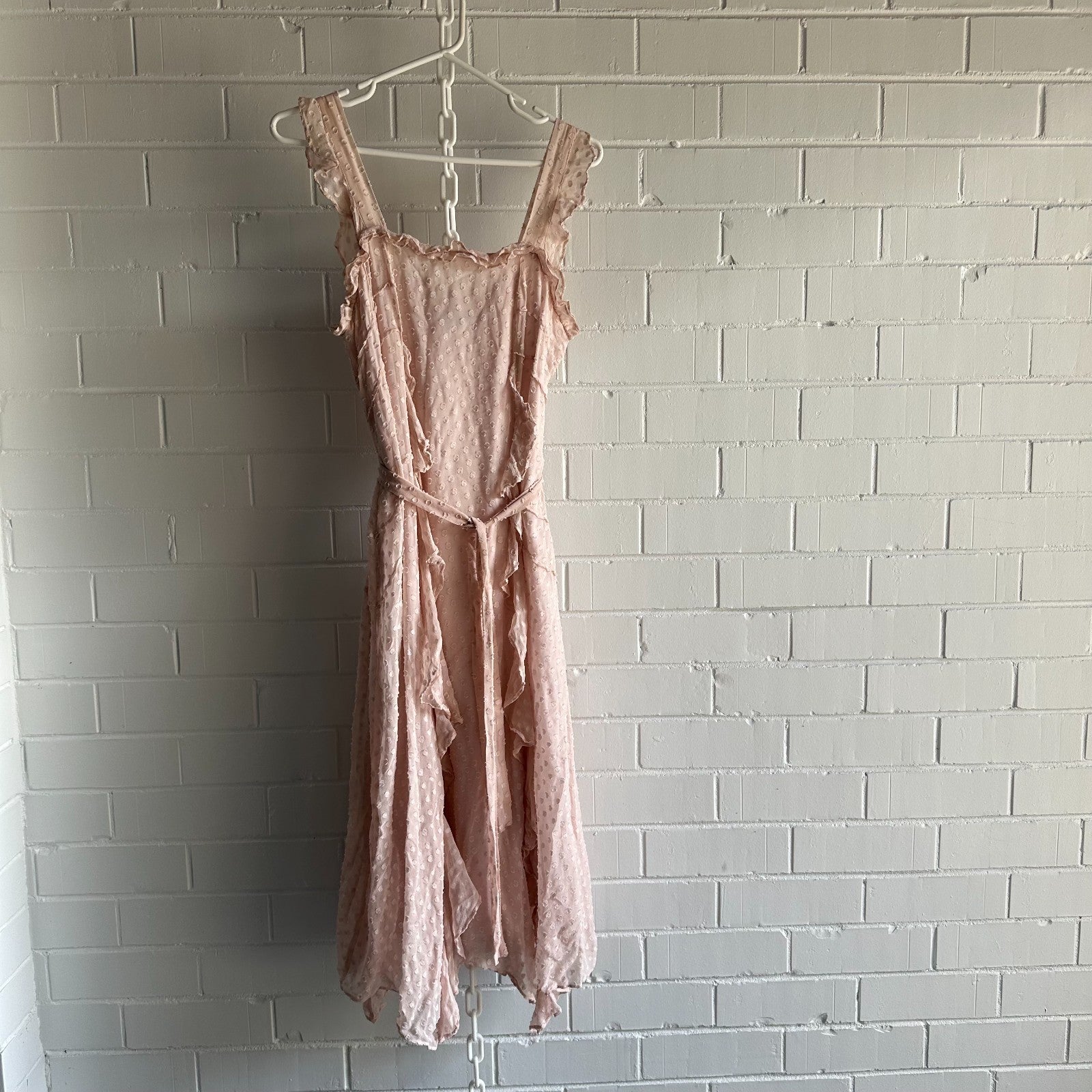 SABA Perfume Midi Dress AU10 Dusty pink Silk blend Frills