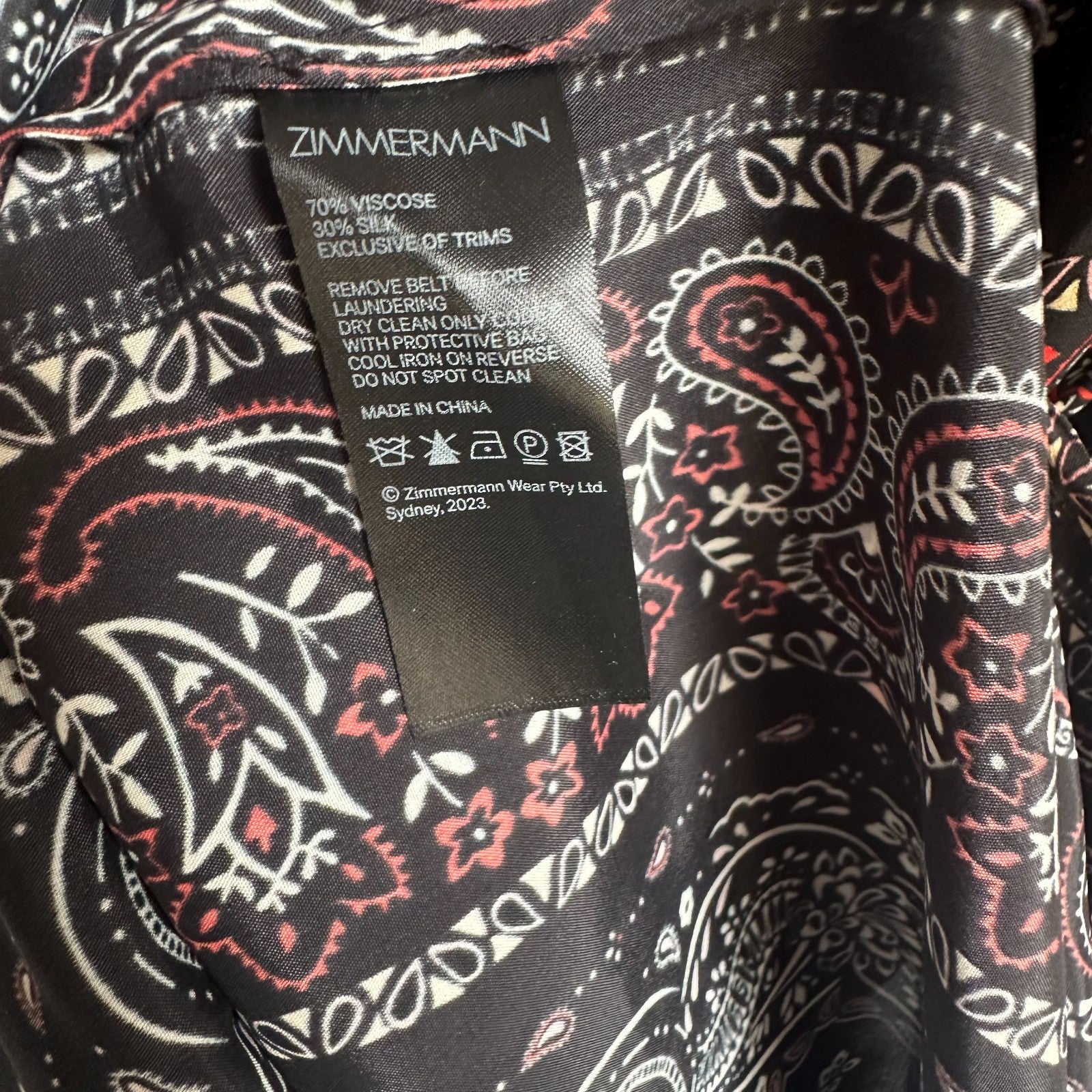 ZIMMERMANN Matchmaker Utility Silk Dress AU 0 (US 0/2) Black Bandana BNWT