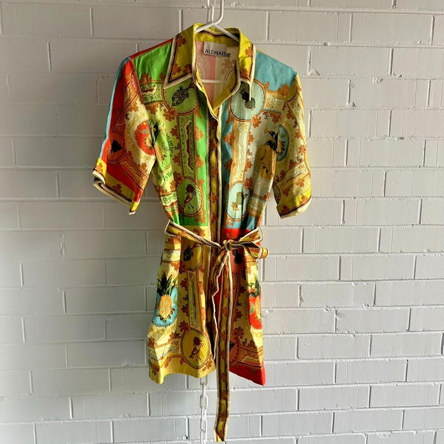 ALEMAIS La Musica Mini Shirt Dress Size AU10 Resort Sleeved