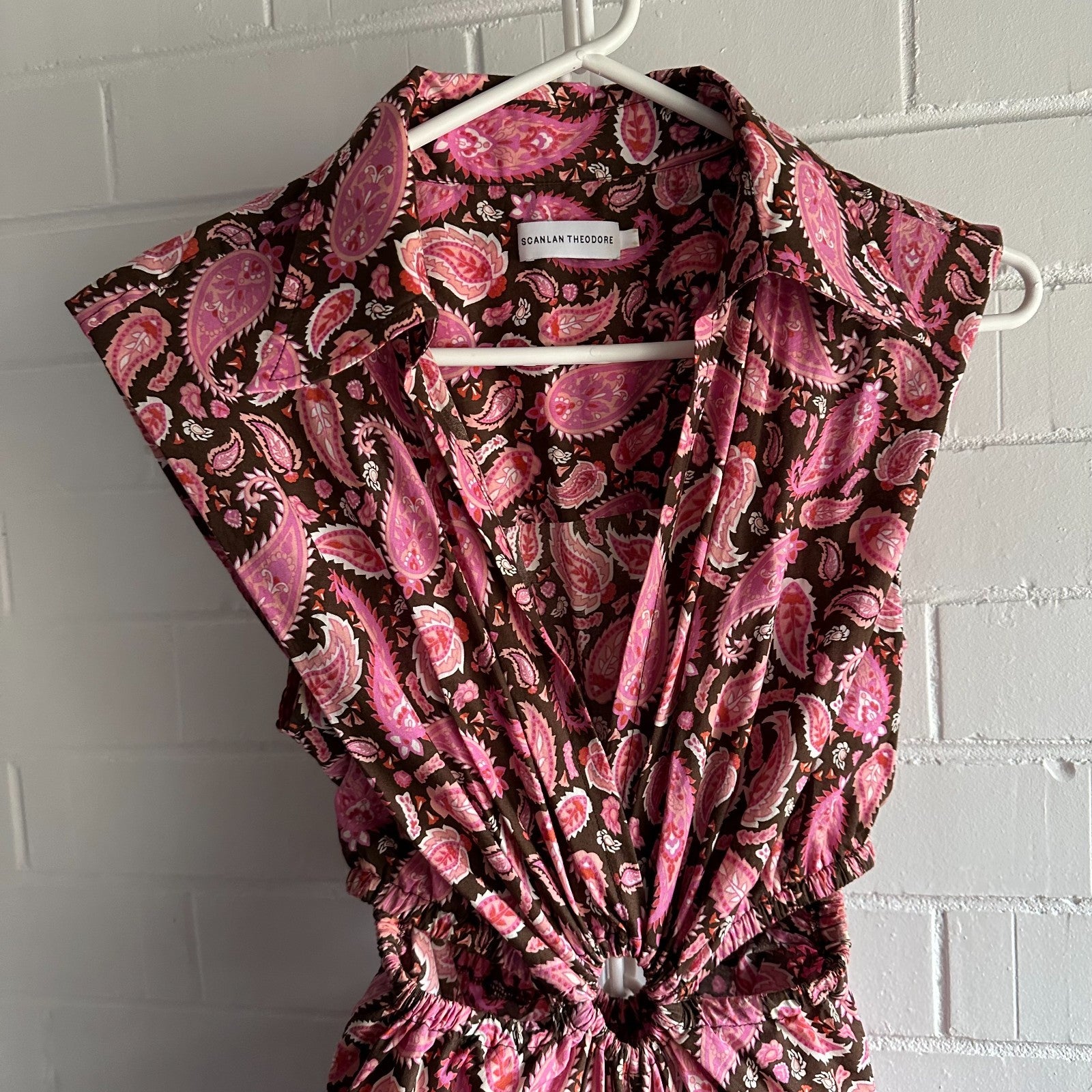 SCANLAN THEODORE Cotton Paisley Ring Dress AU6 US2 Vacation Maxi choc pink
