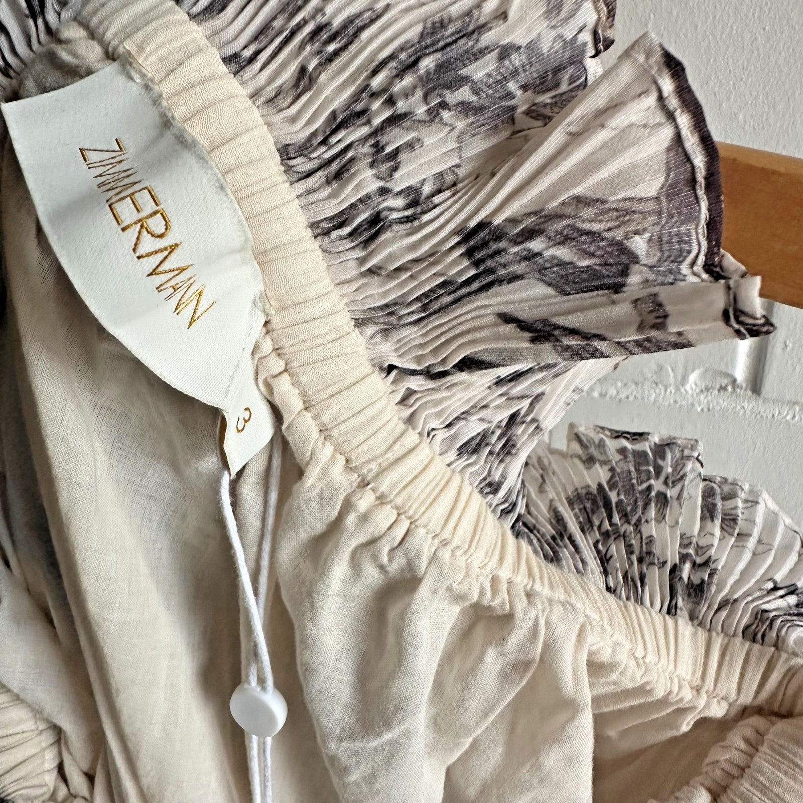 ZIMMERMANN Bird Toile Pleated Set Size 3 AU12 US 10 Crop Top + Midi Skirt BNWT